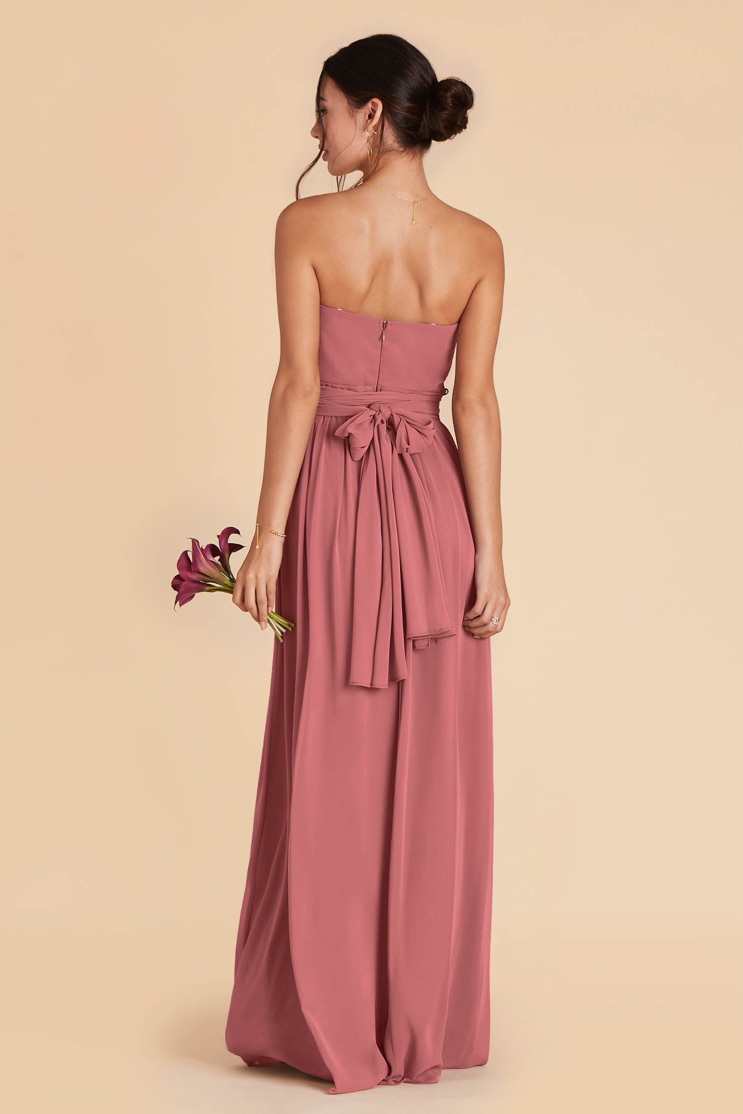 Grace convertible bridesmaid dress in Mulberry Chiffon by Birdy Grey, front view