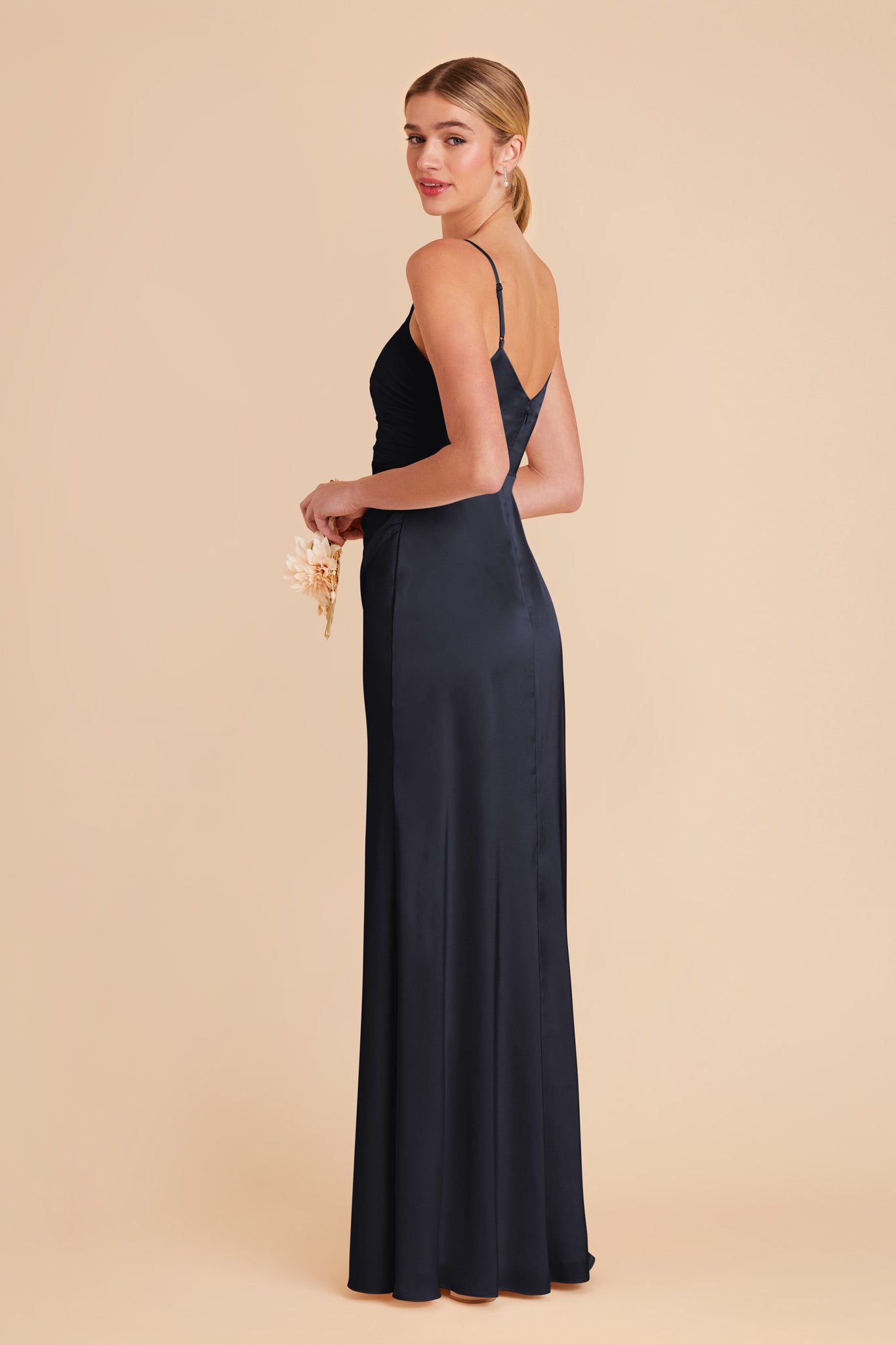 Navy Catherine Matte Satin Dress by Birdy Grey