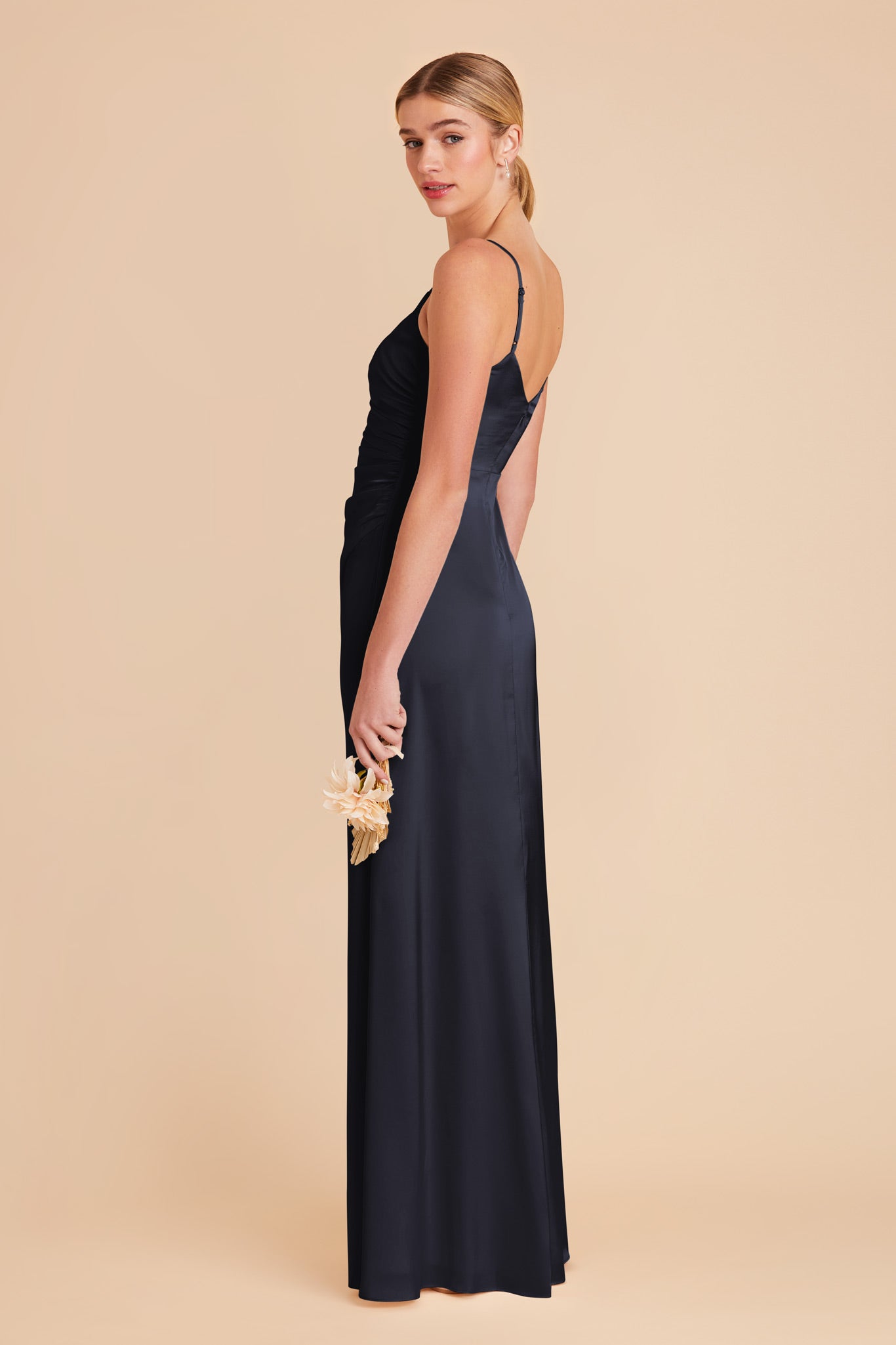 Navy Catherine Matte Satin Dress by Birdy Grey