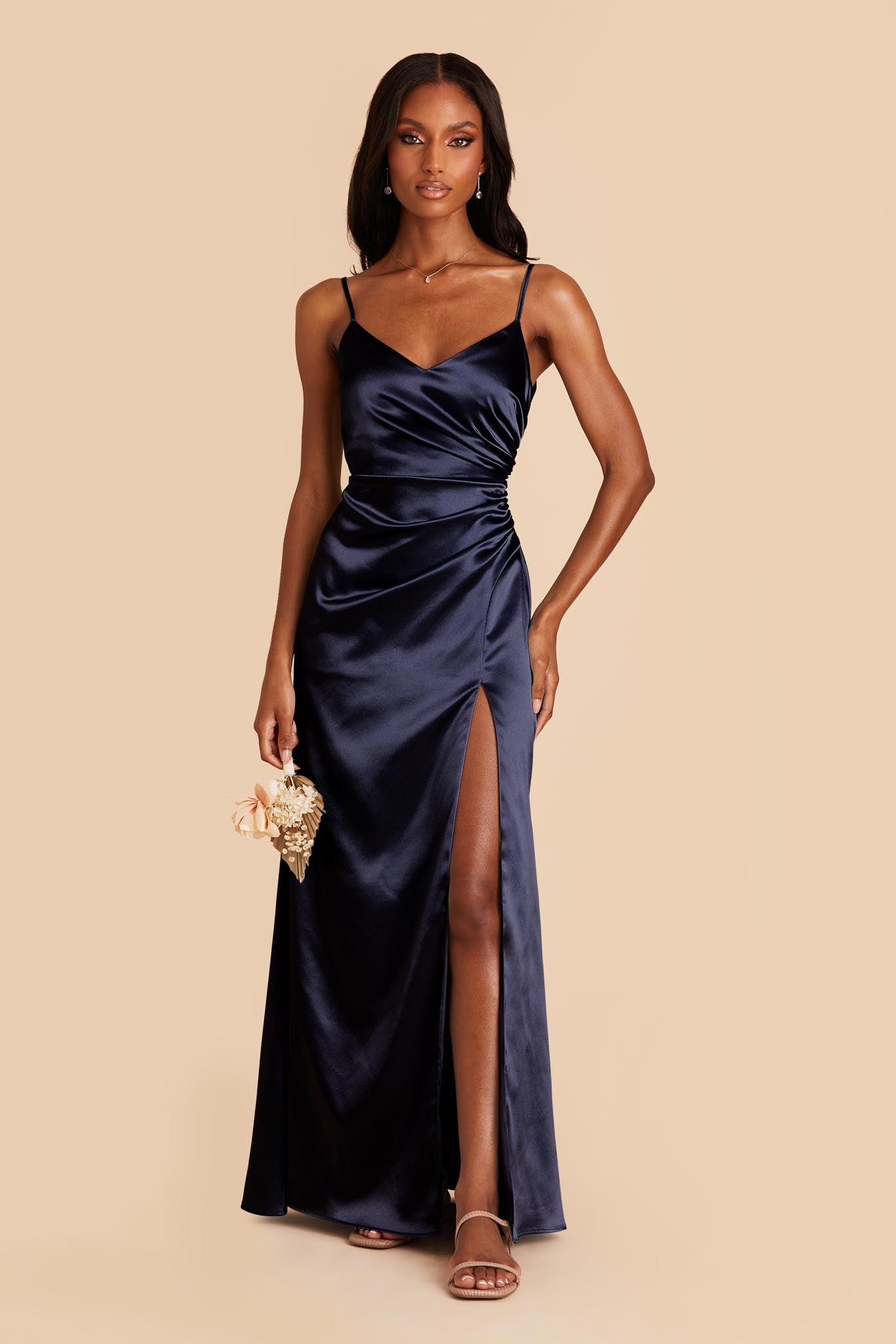 Catherine Navy Satin Mermaid Bridesmaid Dress | Birdy Grey