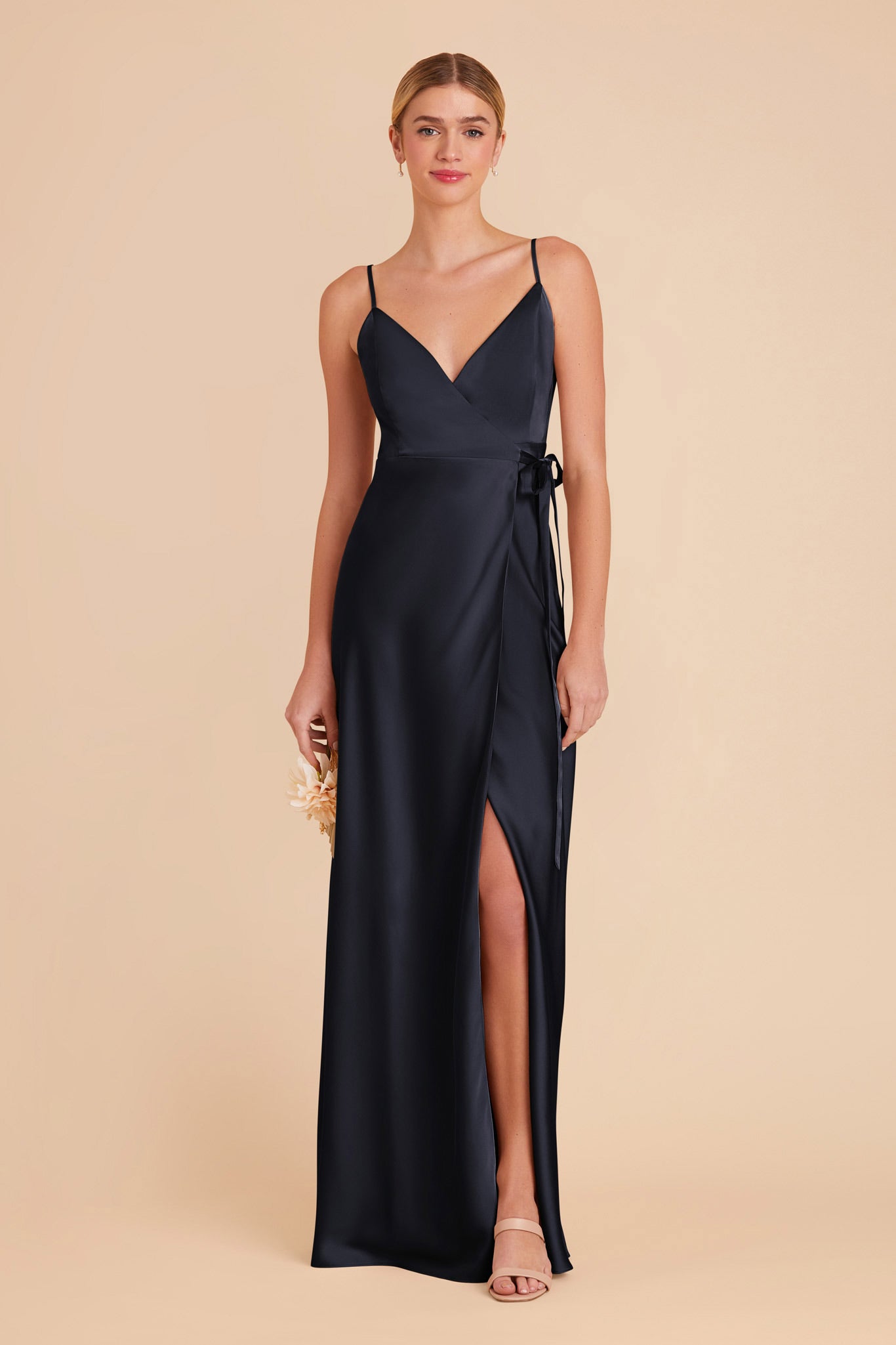 Navy Cindy Matte Satin Dress by Birdy Grey