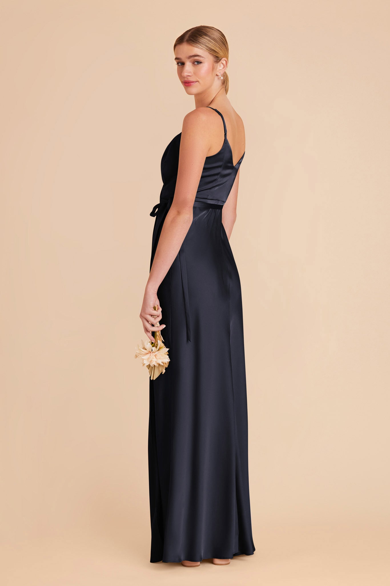 Navy Cindy Matte Satin Dress by Birdy Grey