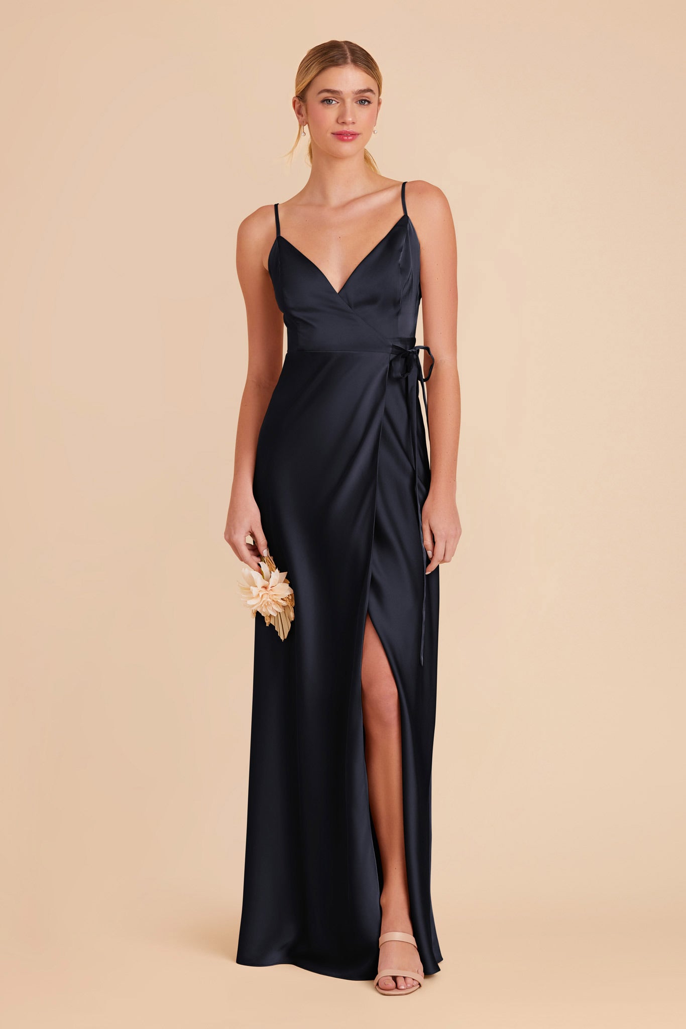 Navy Cindy Matte Satin Dress by Birdy Grey