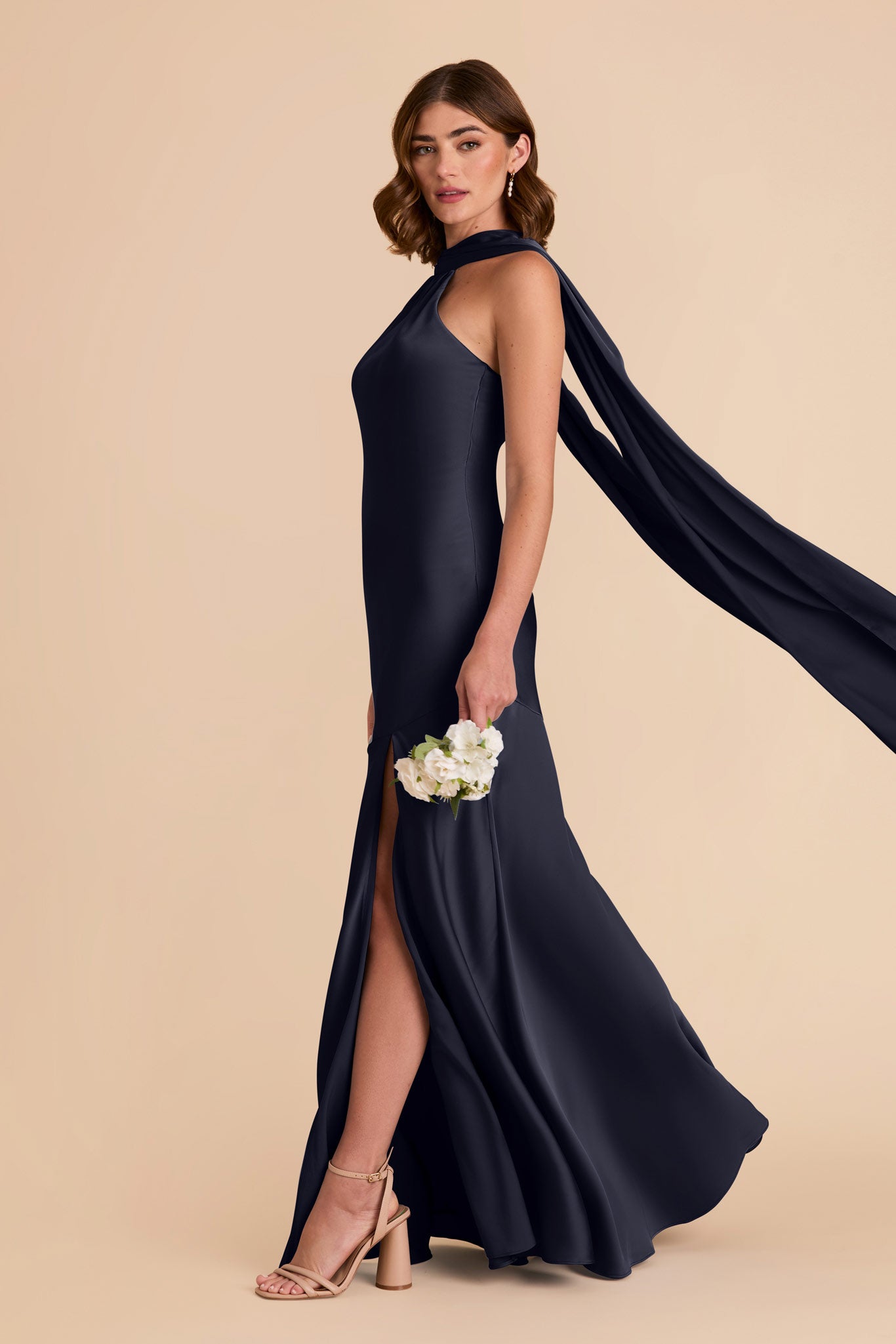 Navy Eileen Matte Satin Dress by Birdy Grey