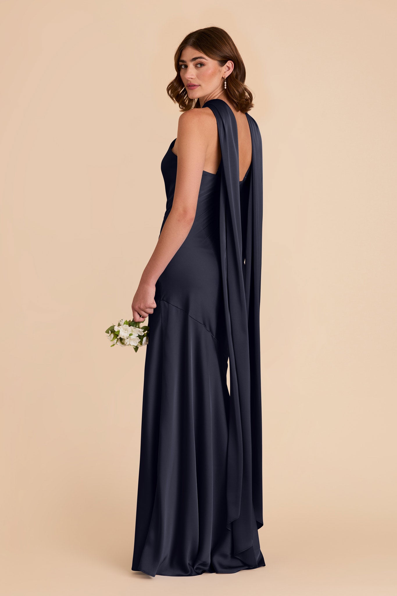 Navy Eileen Matte Satin Dress by Birdy Grey