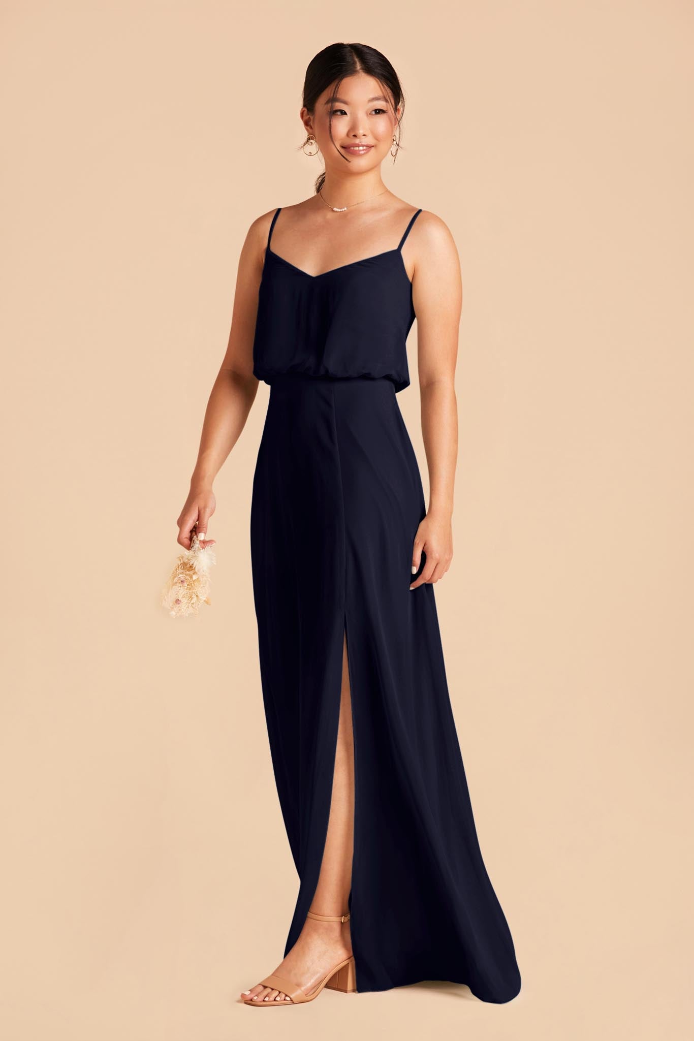 Gwennie Chiffon Bridesmaid Dress in Navy Birdy Grey