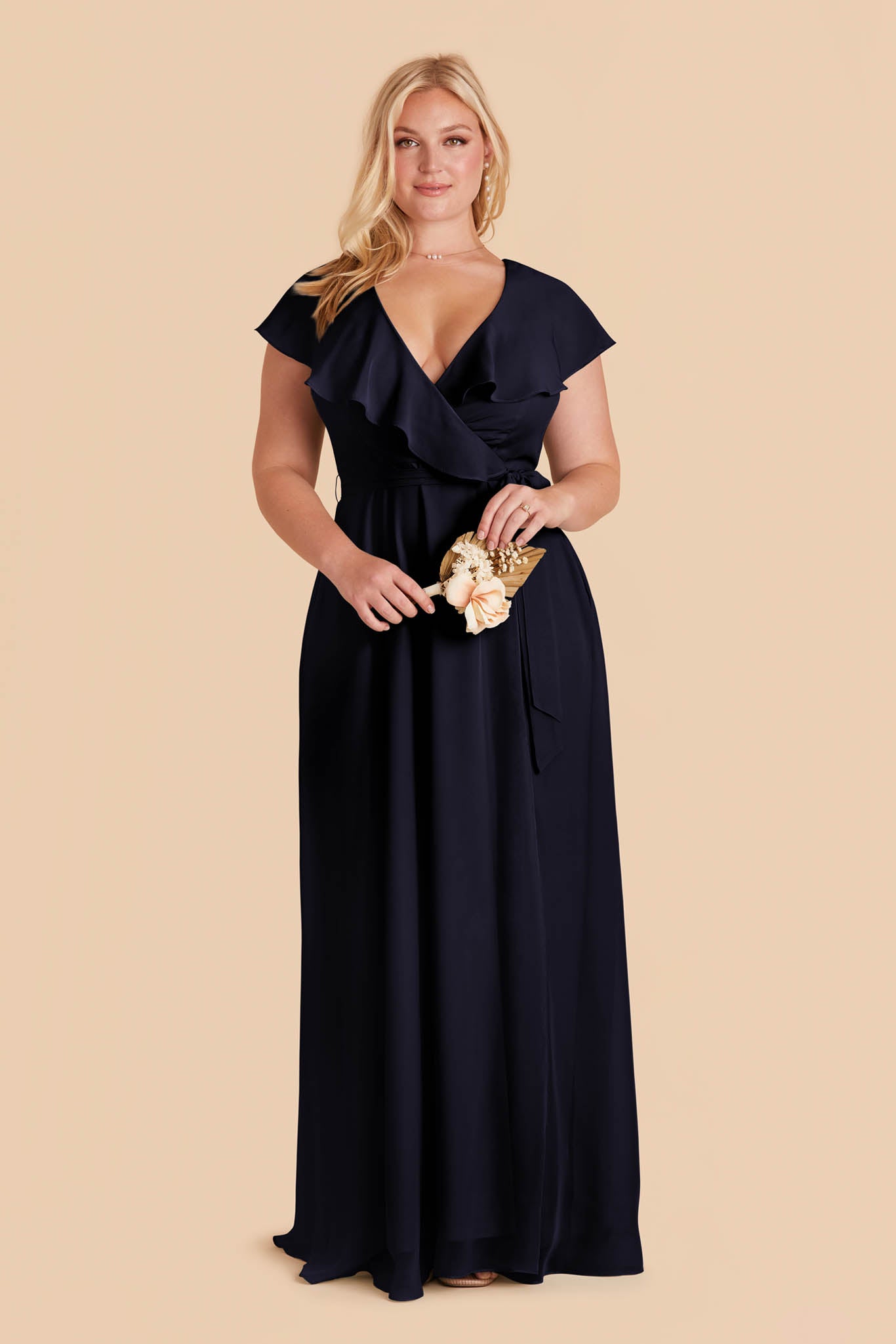 Navy Blue Chiffon Short Dress Vponsale