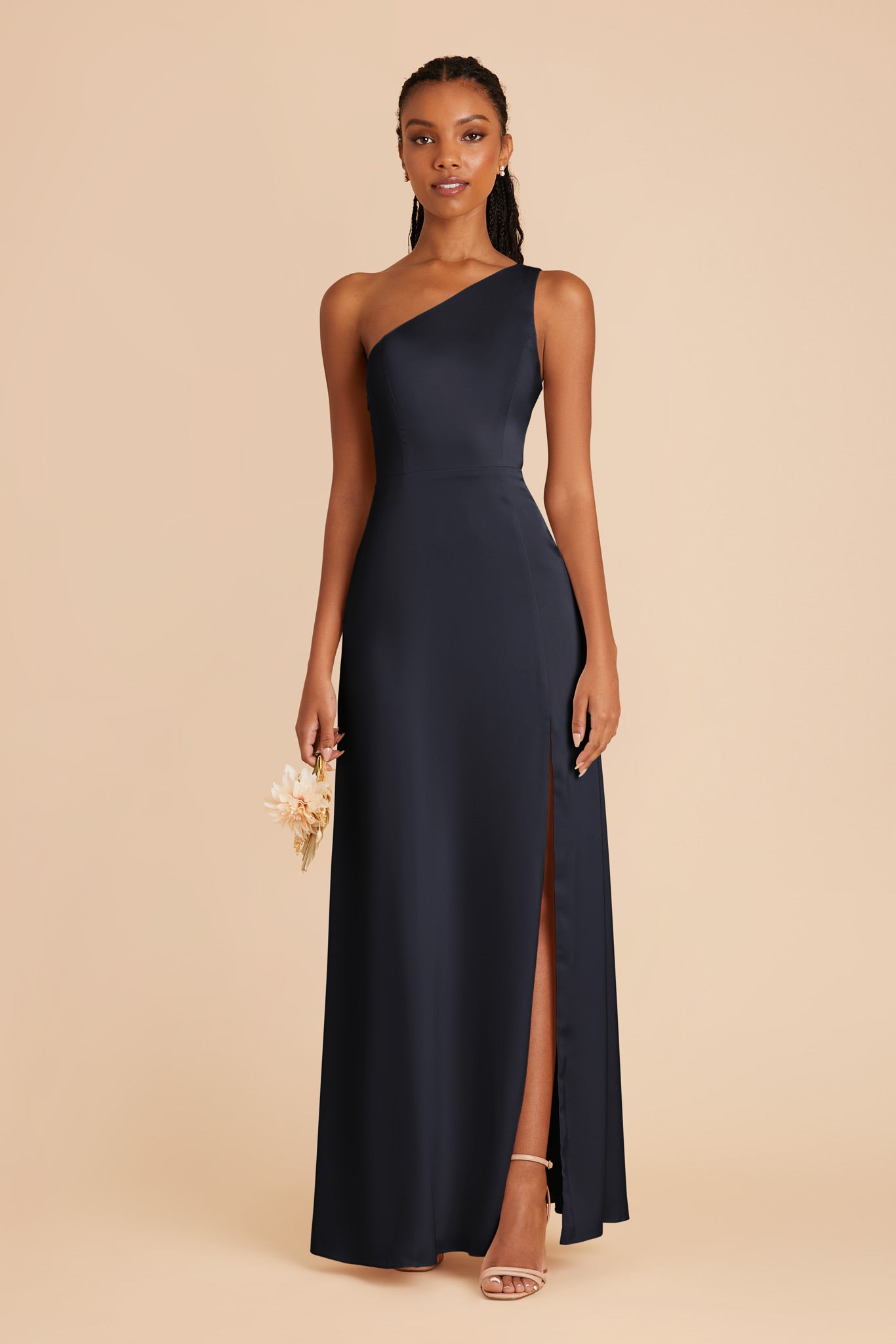 Navy Kira Matte Satin Dress by Birdy Grey