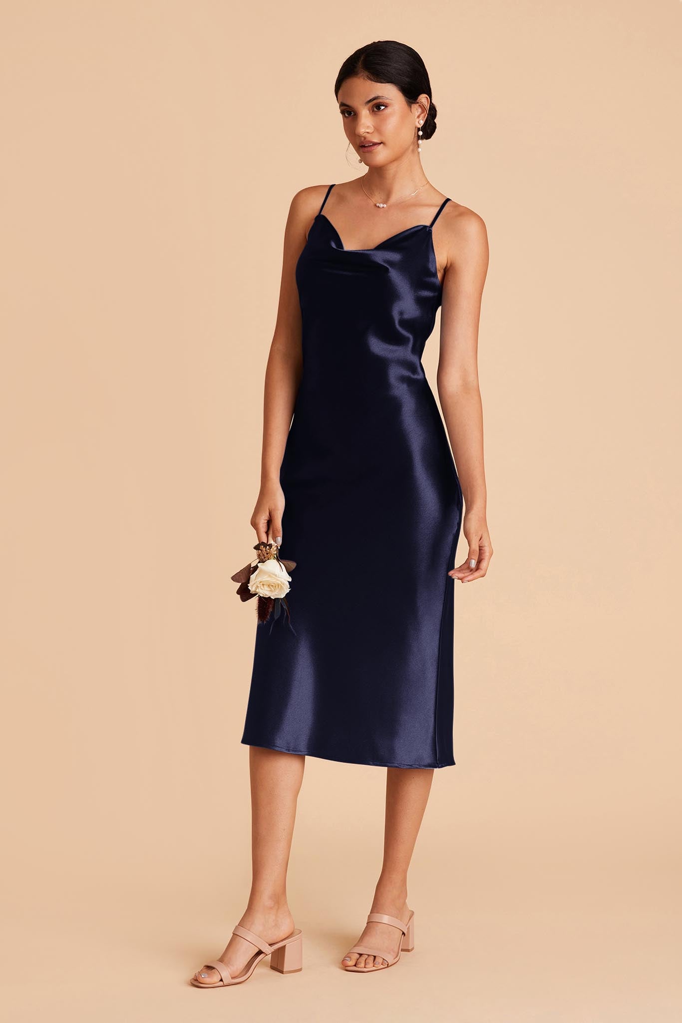 Navy silk hot sale slip dress