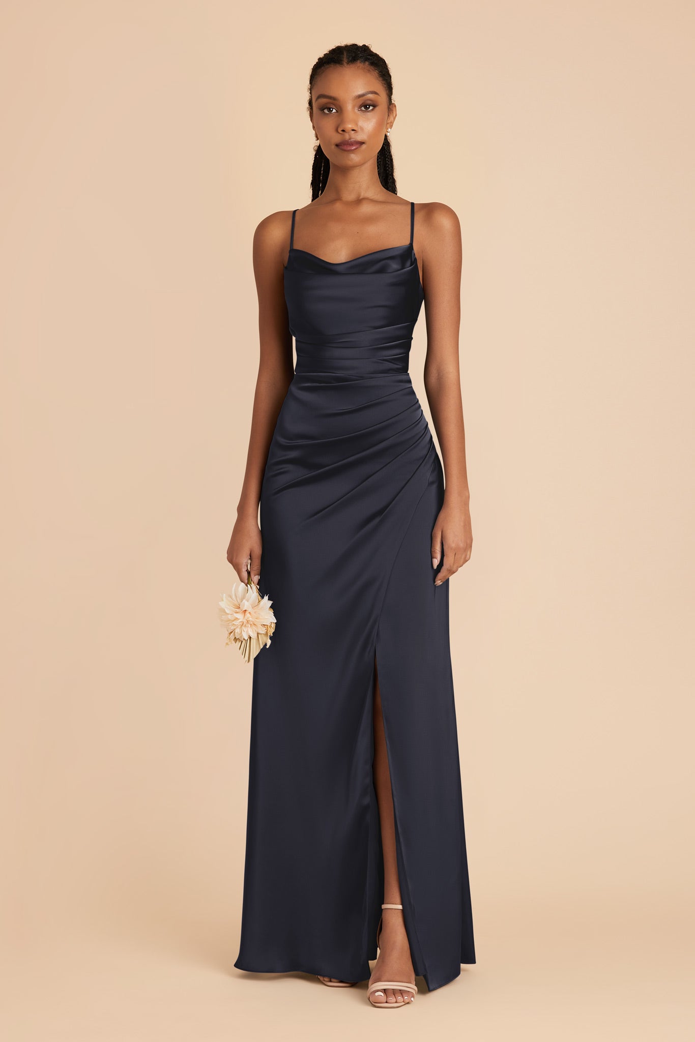 Navy Lydia Matte Satin Dress by Birdy Grey