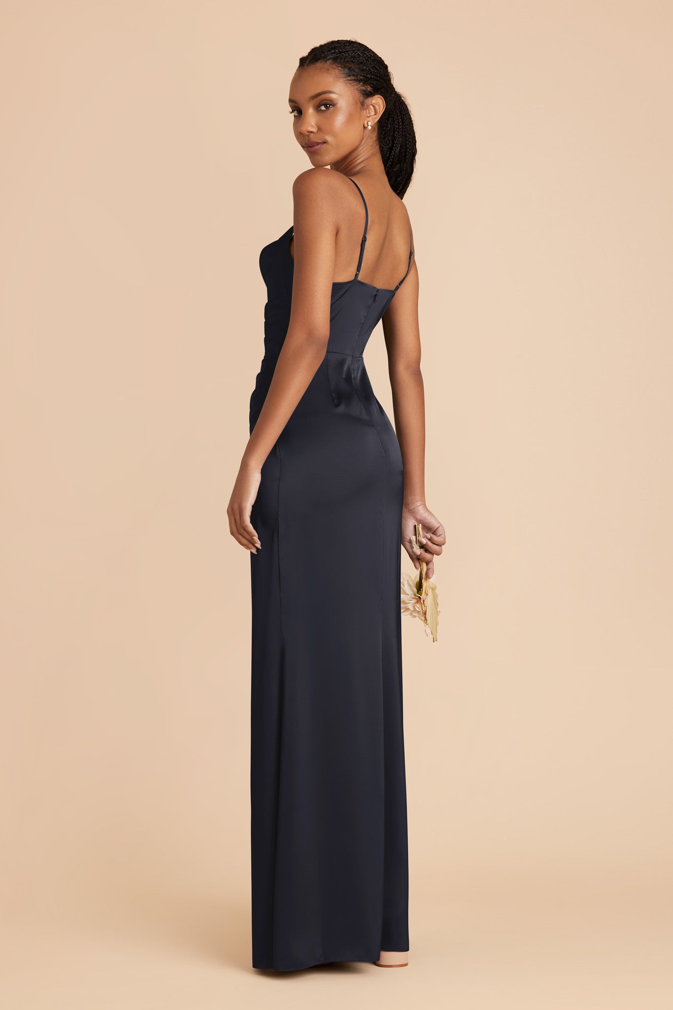 Navy Lydia Matte Satin Dress by Birdy Grey