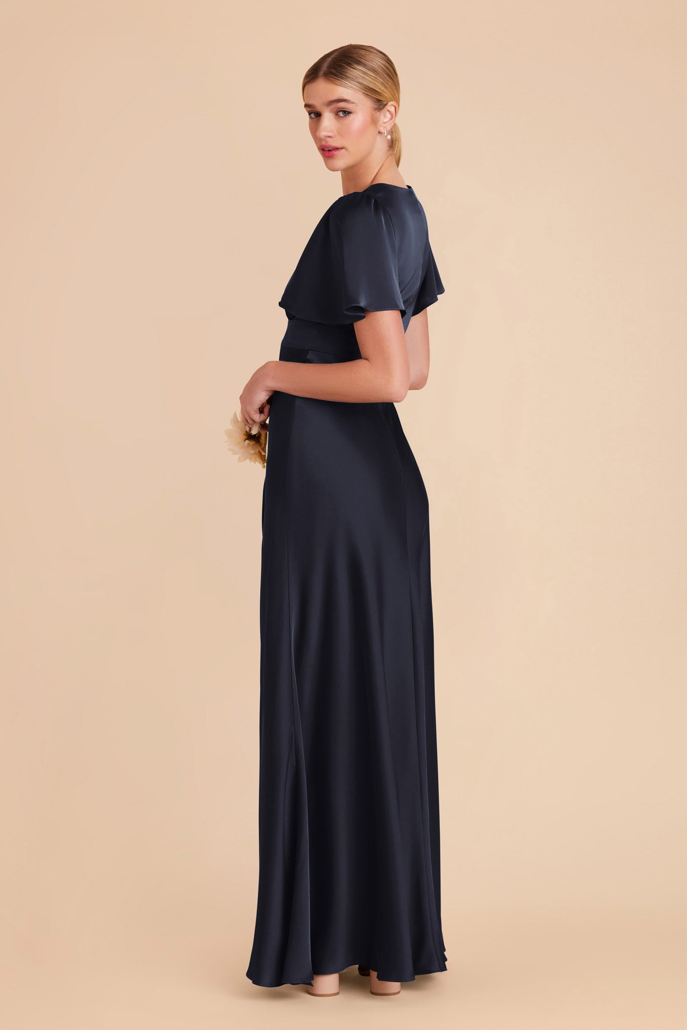 Navy Marni Matte Satin Dress by Birdy Grey