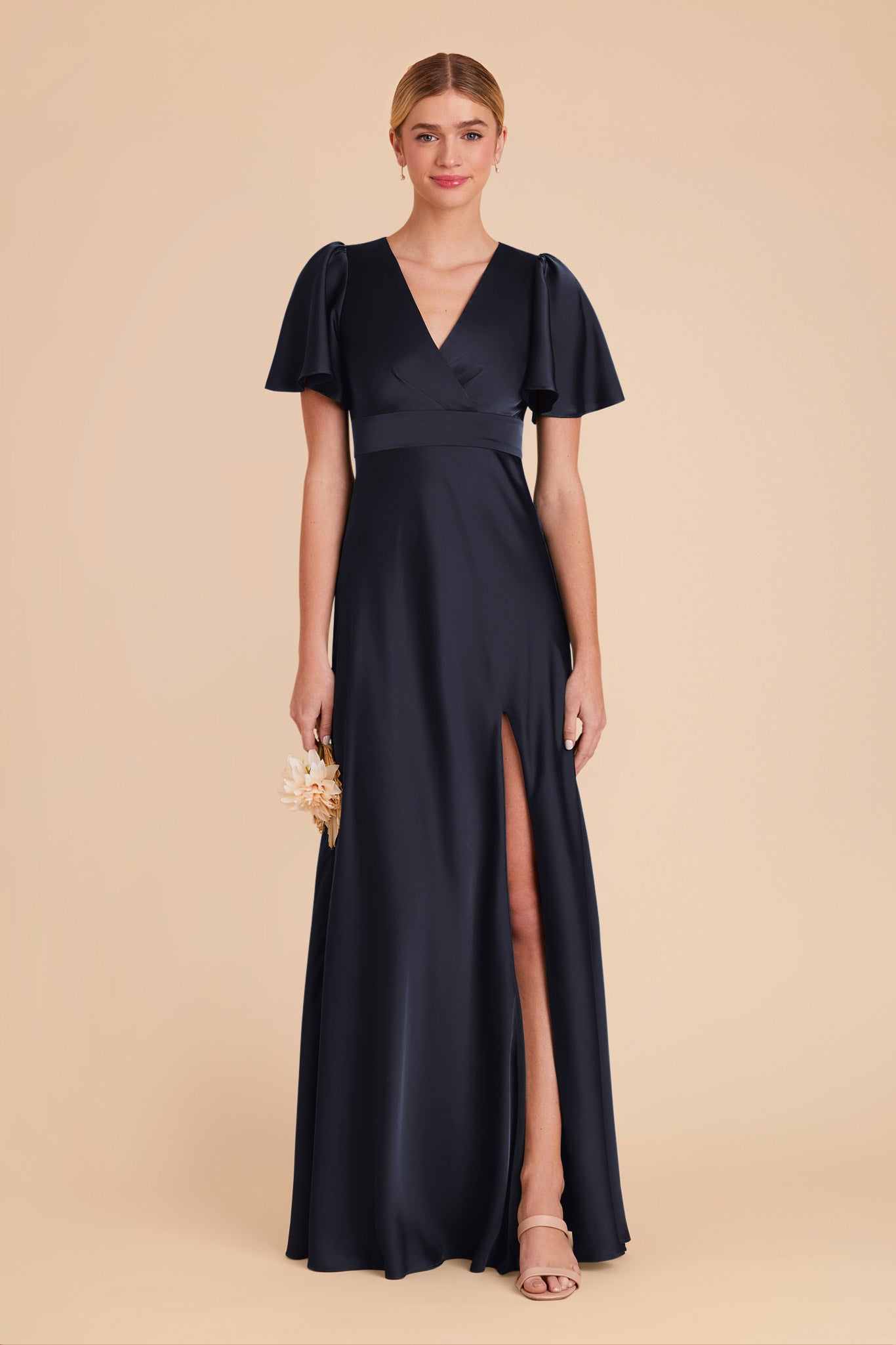 Navy Marni Matte Satin Dress by Birdy Grey