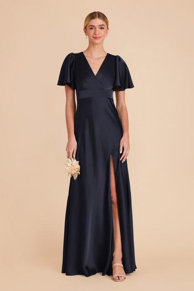 Navy Marni Matte Satin Dress by Birdy Grey