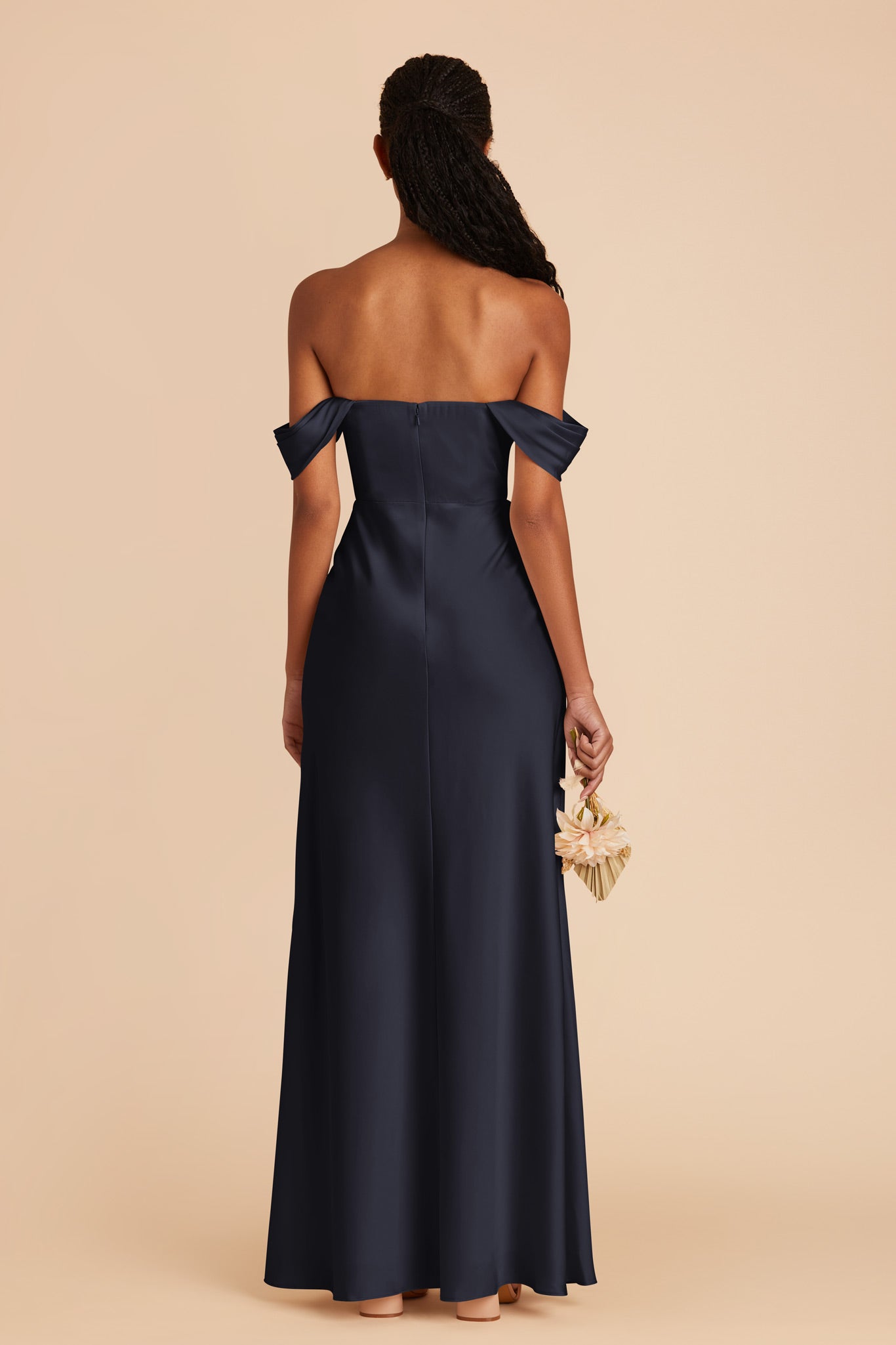 Navy Mia Matte Satin Convertible Dress by Birdy Grey