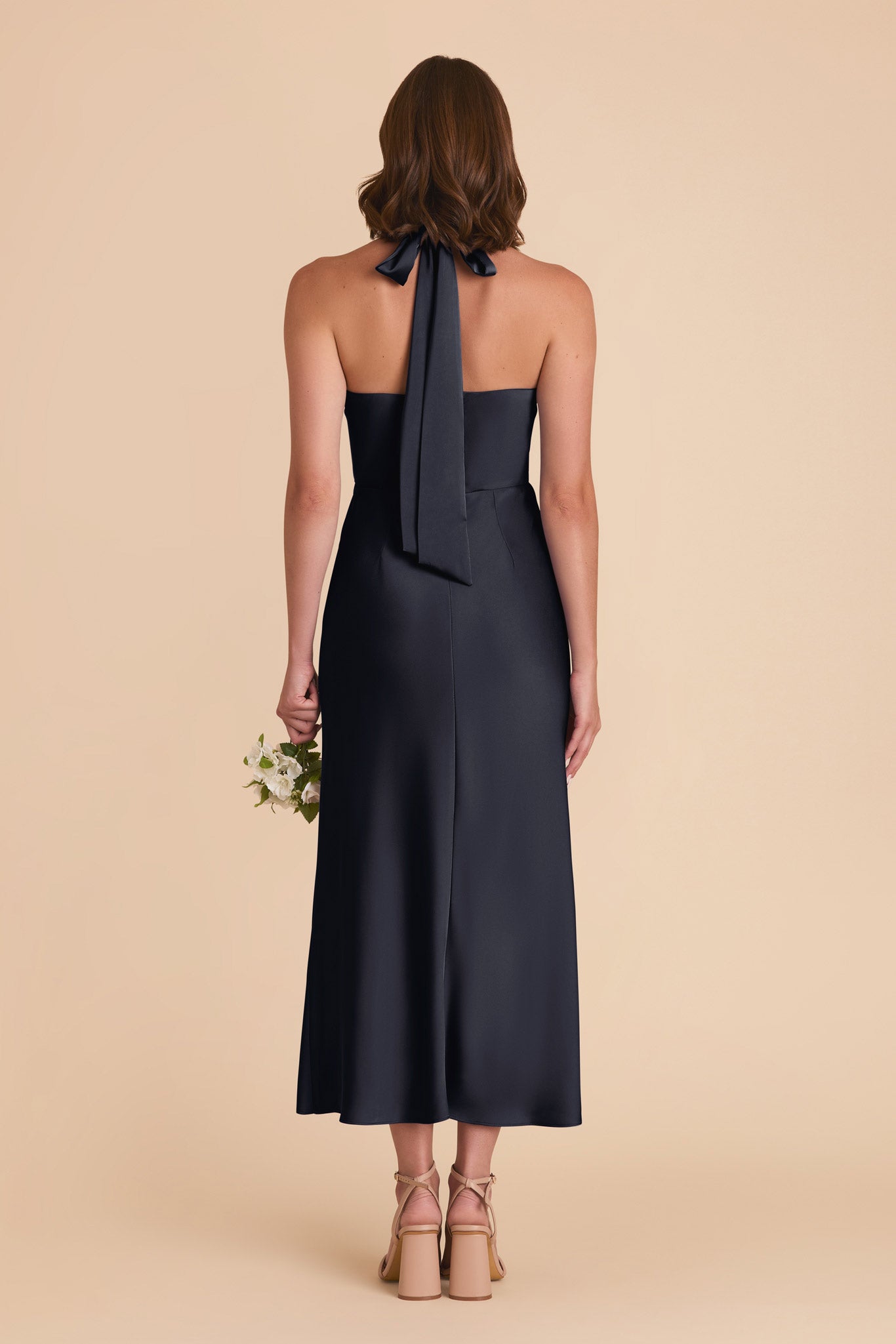 Navy Monique Matte Satin Dress by Birdy Grey