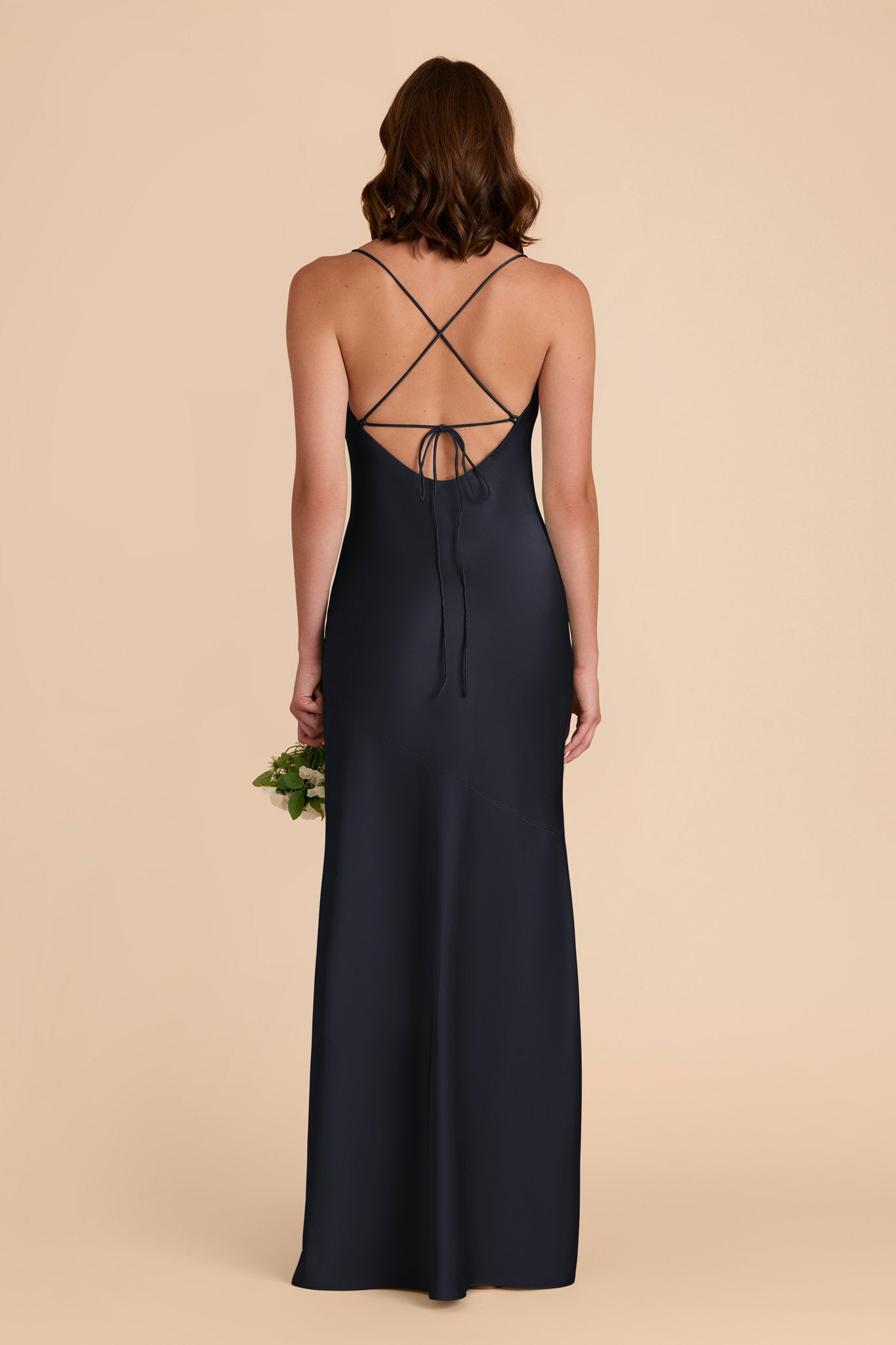 Navy Olivia Matte Satin Dress by Birdy Grey