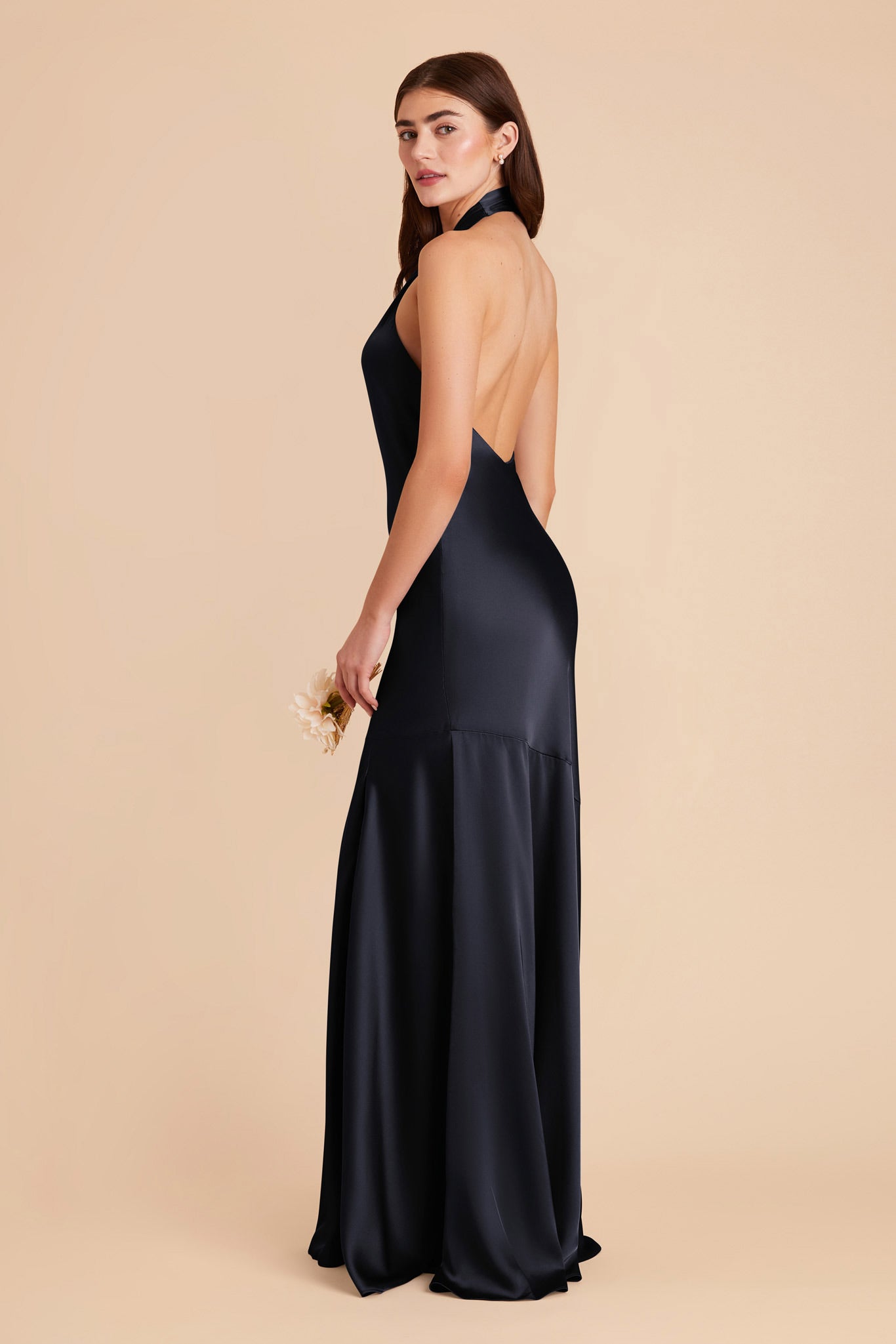 Navy Stephanie Matte Satin Dress by Birdy Grey