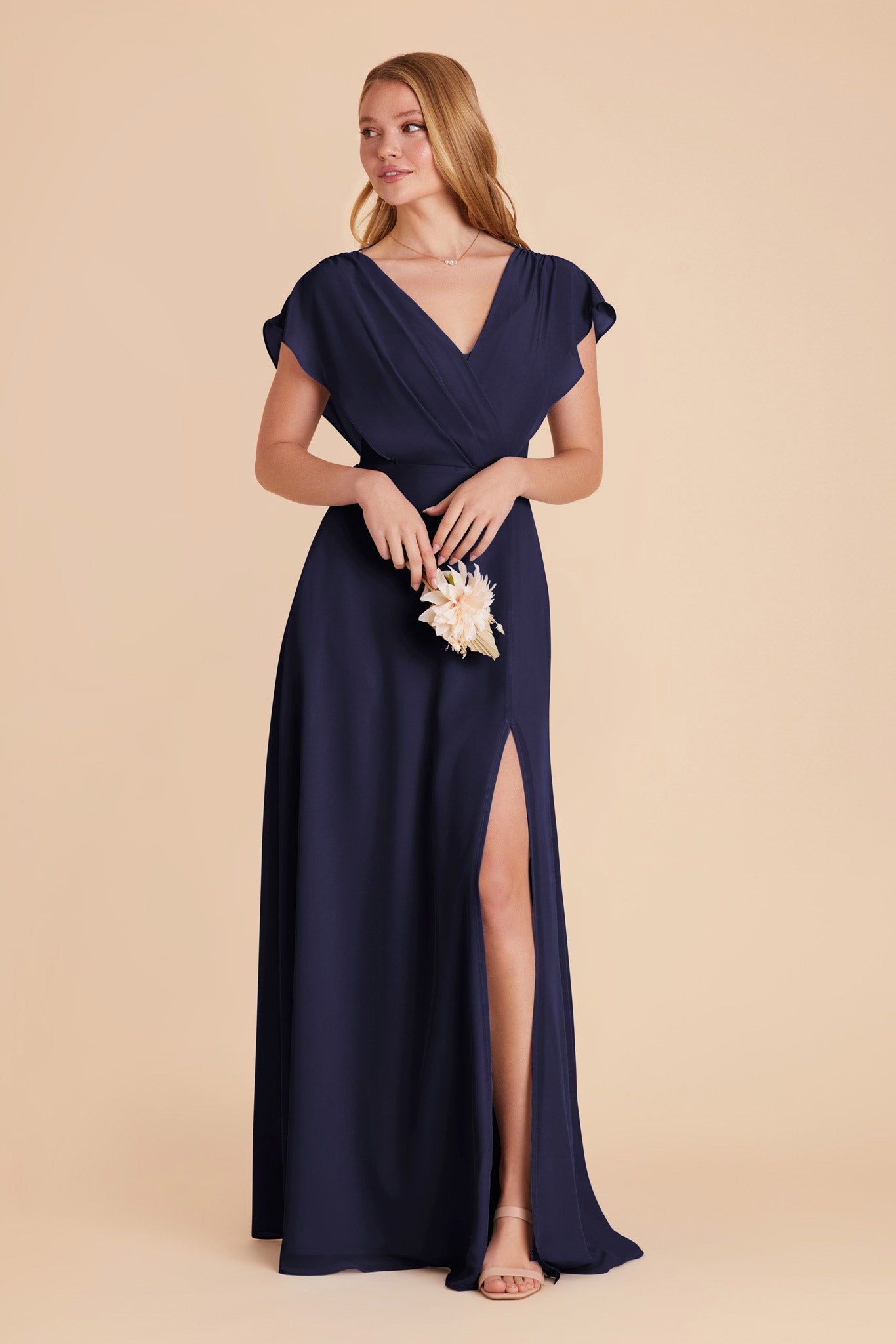 Navy blue best sale chiffon dress