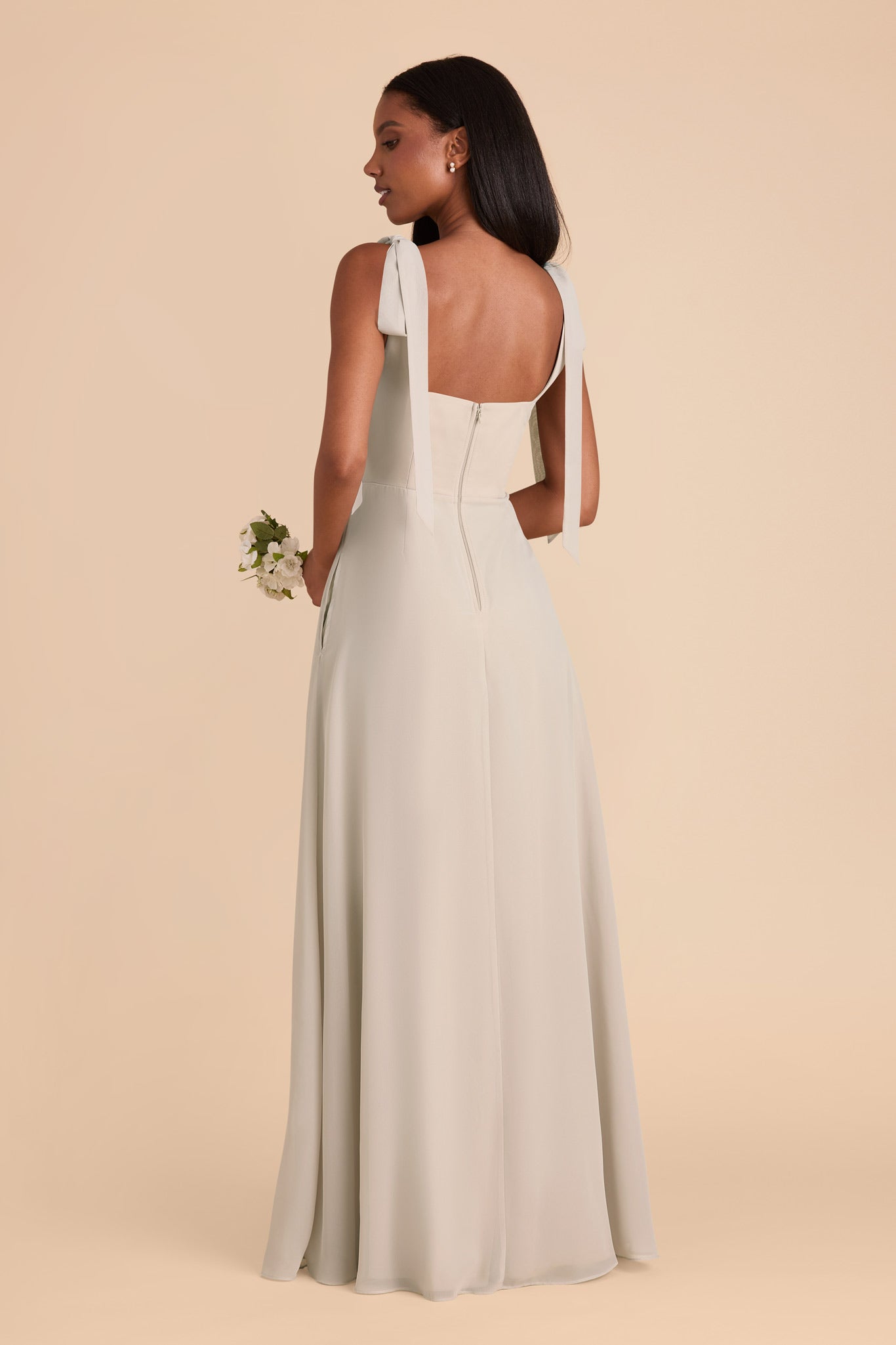 Neutral Champagne Alex Convertible Chiffon Dress by Birdy Grey