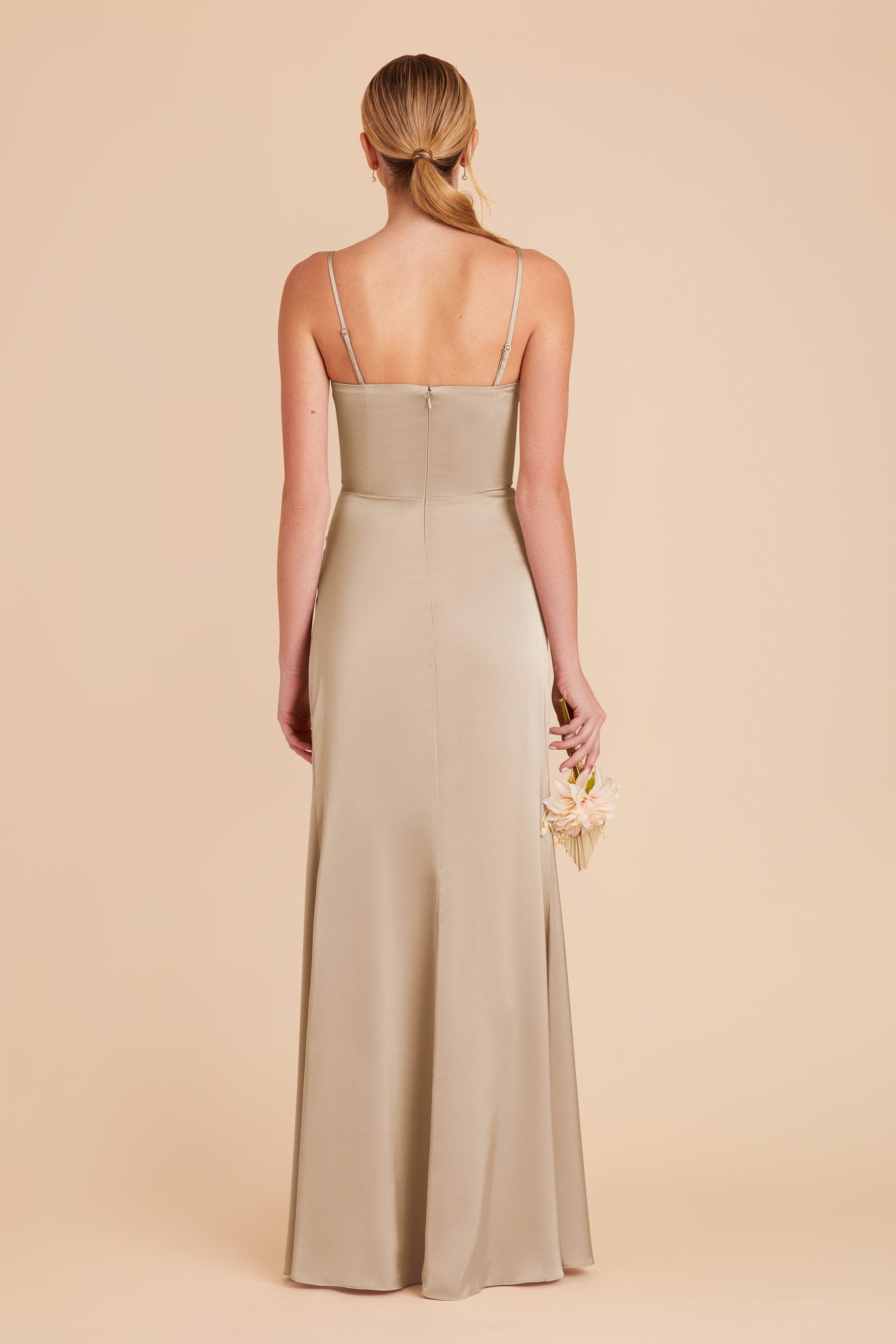 Neutral Champagne Anne Matte Satin Dress by Birdy Grey