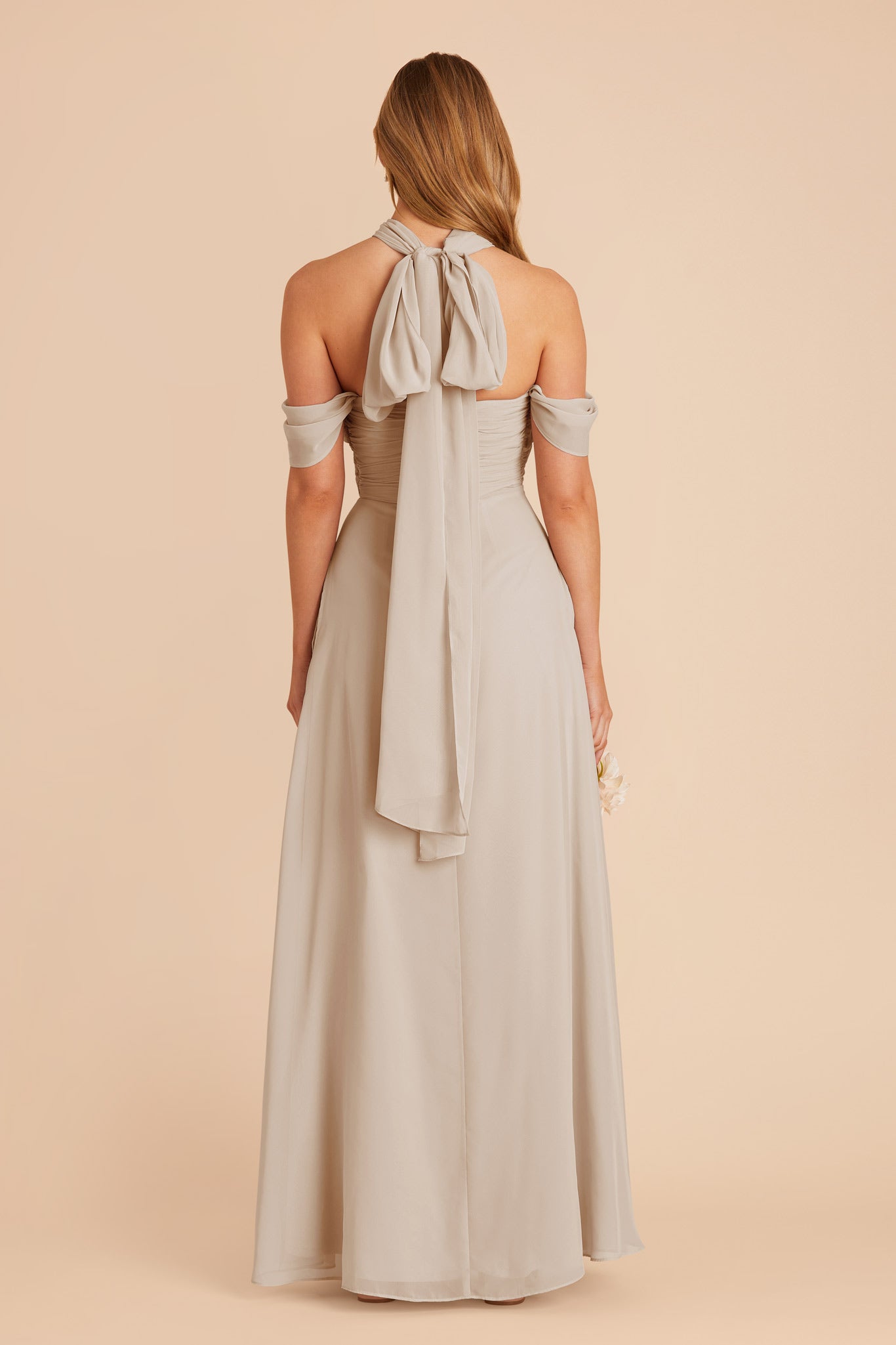  Neutral Champagne Cara Chiffon Dress by Birdy Grey