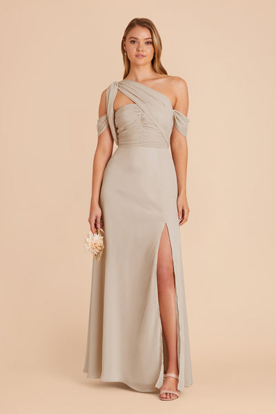  Neutral Champagne Cara Chiffon Dress by Birdy Grey