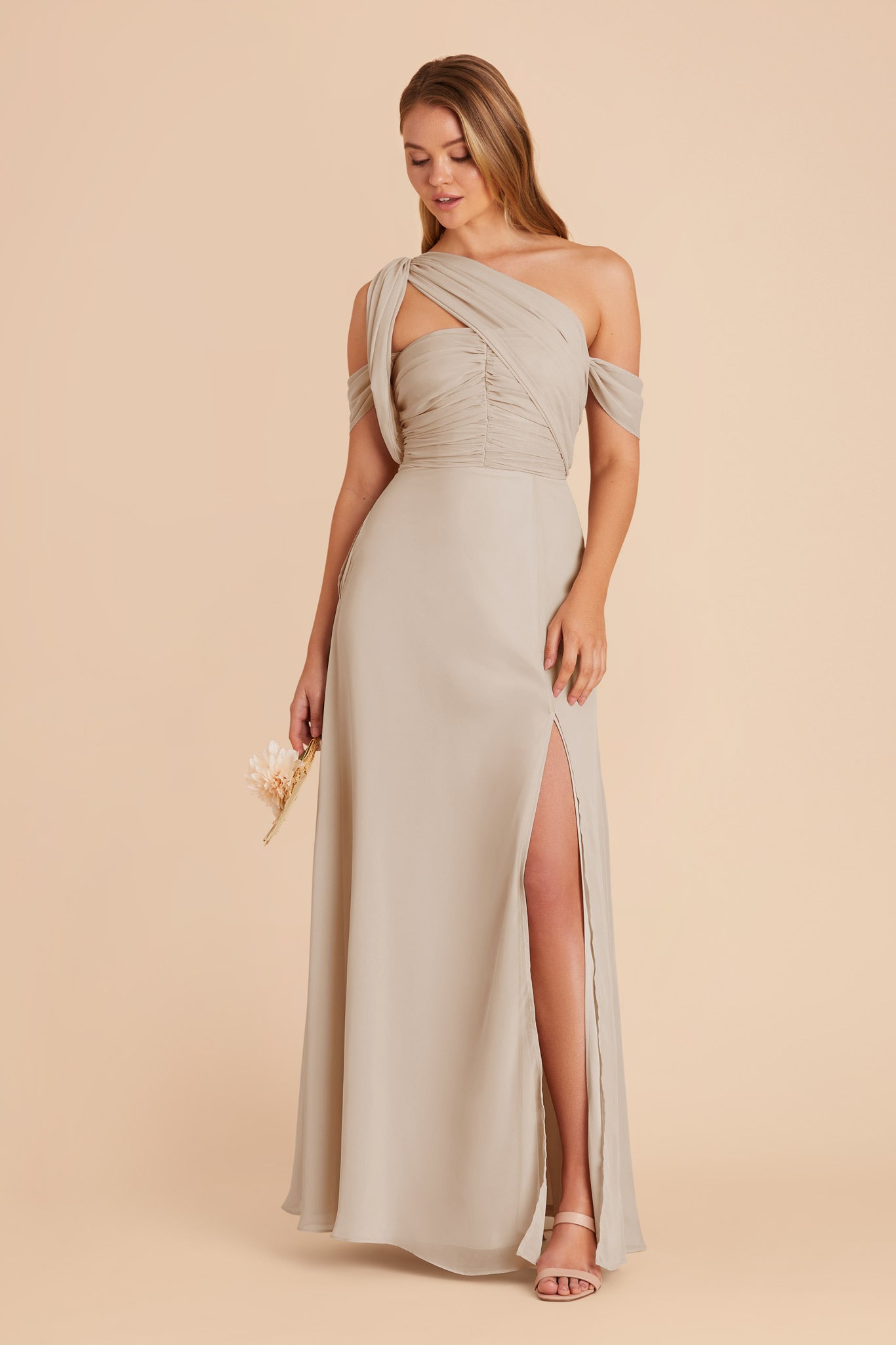  Neutral Champagne Cara Chiffon Dress by Birdy Grey