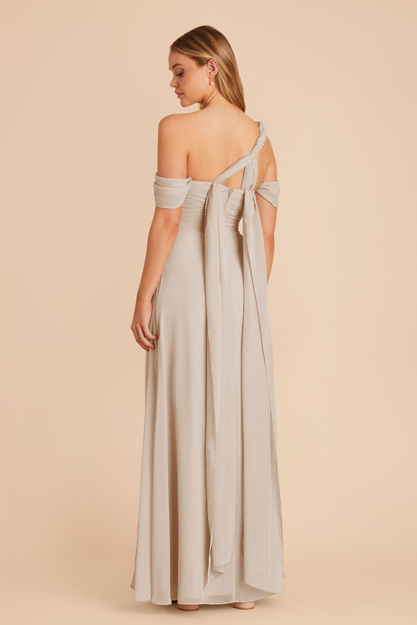  Neutral Champagne Cara Chiffon Dress by Birdy Grey