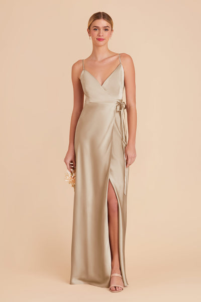 Neutral Champagne Cindy Matte Satin Dress by Birdy Grey