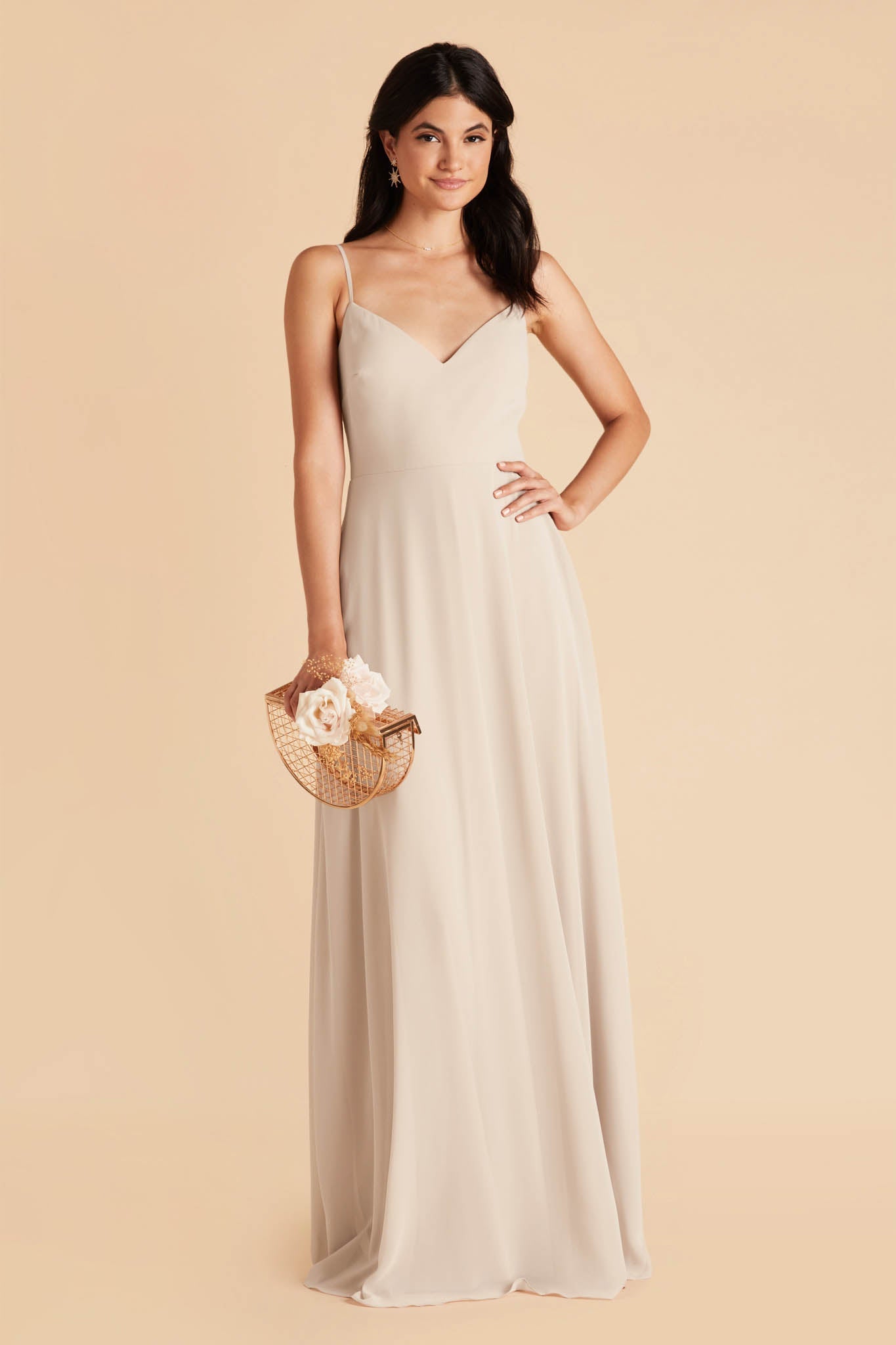 Neutral Champagne Devin Convertible Dress by Birdy Grey