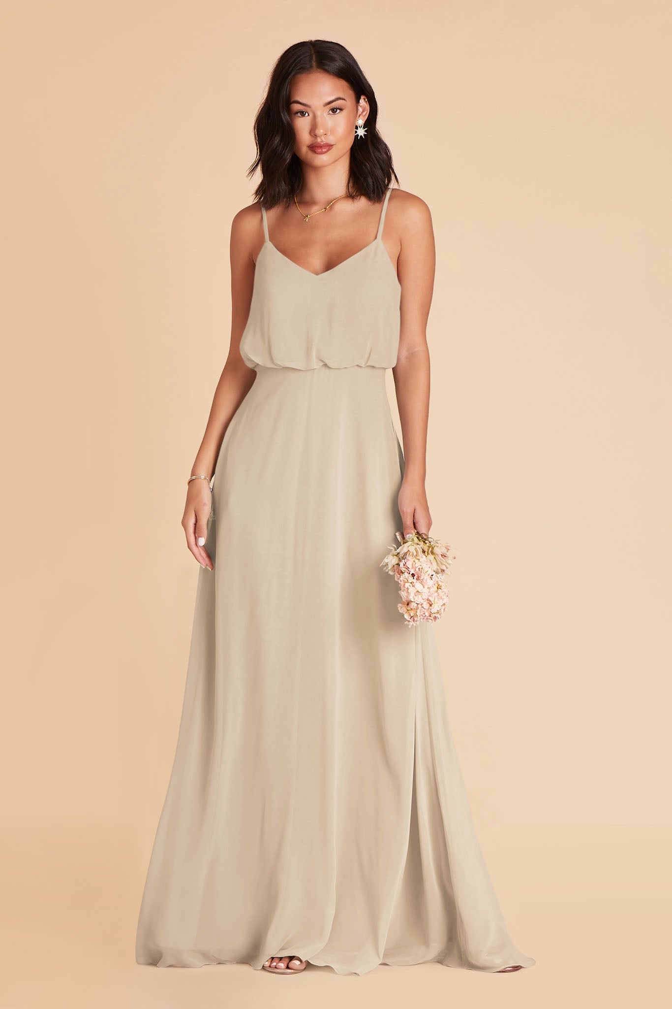 Neutral Champagne Gwennie Dress by Birdy Grey