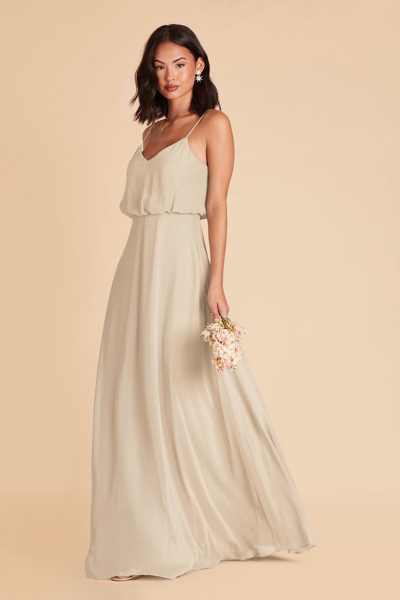 Neutral Champagne Gwennie Dress by Birdy Grey