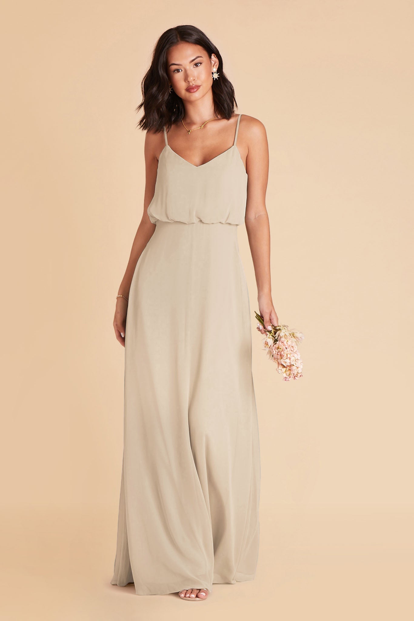 Neutral Champagne Gwennie Dress by Birdy Grey