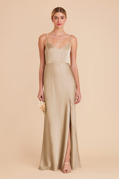 Neutral Champagne Jay Matte Satin Dress by Birdy Grey