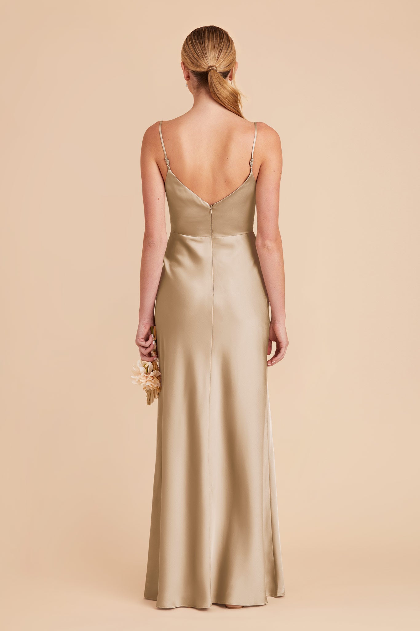 Neutral Champagne Jay Matte Satin Dress by Birdy Grey