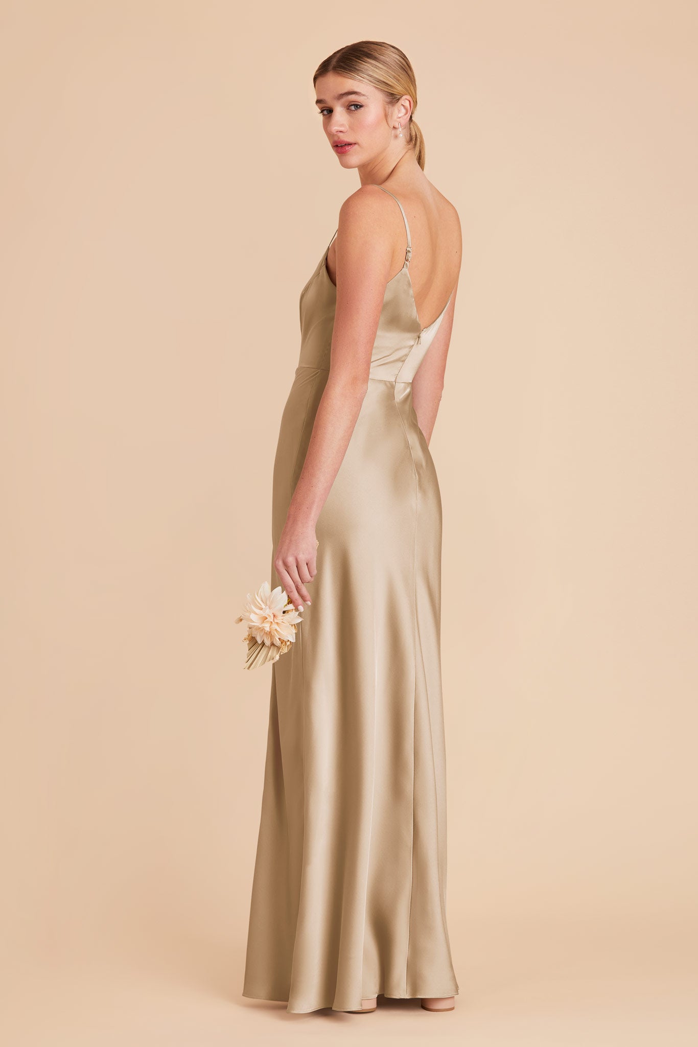 Neutral Champagne Jay Matte Satin Dress by Birdy Grey