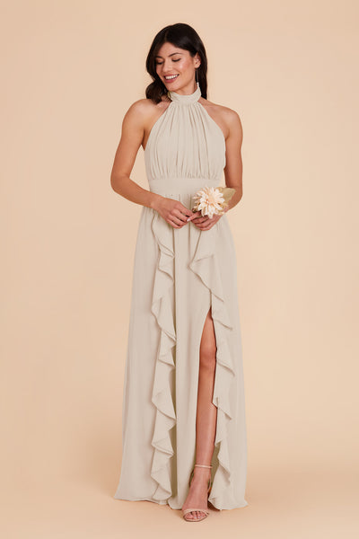 Neutral Champagne Joyce Chiffon Dress by Birdy Grey