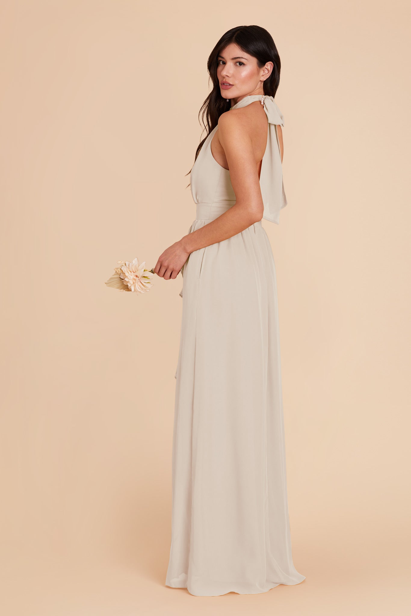 Neutral Champagne Joyce Chiffon Dress by Birdy Grey