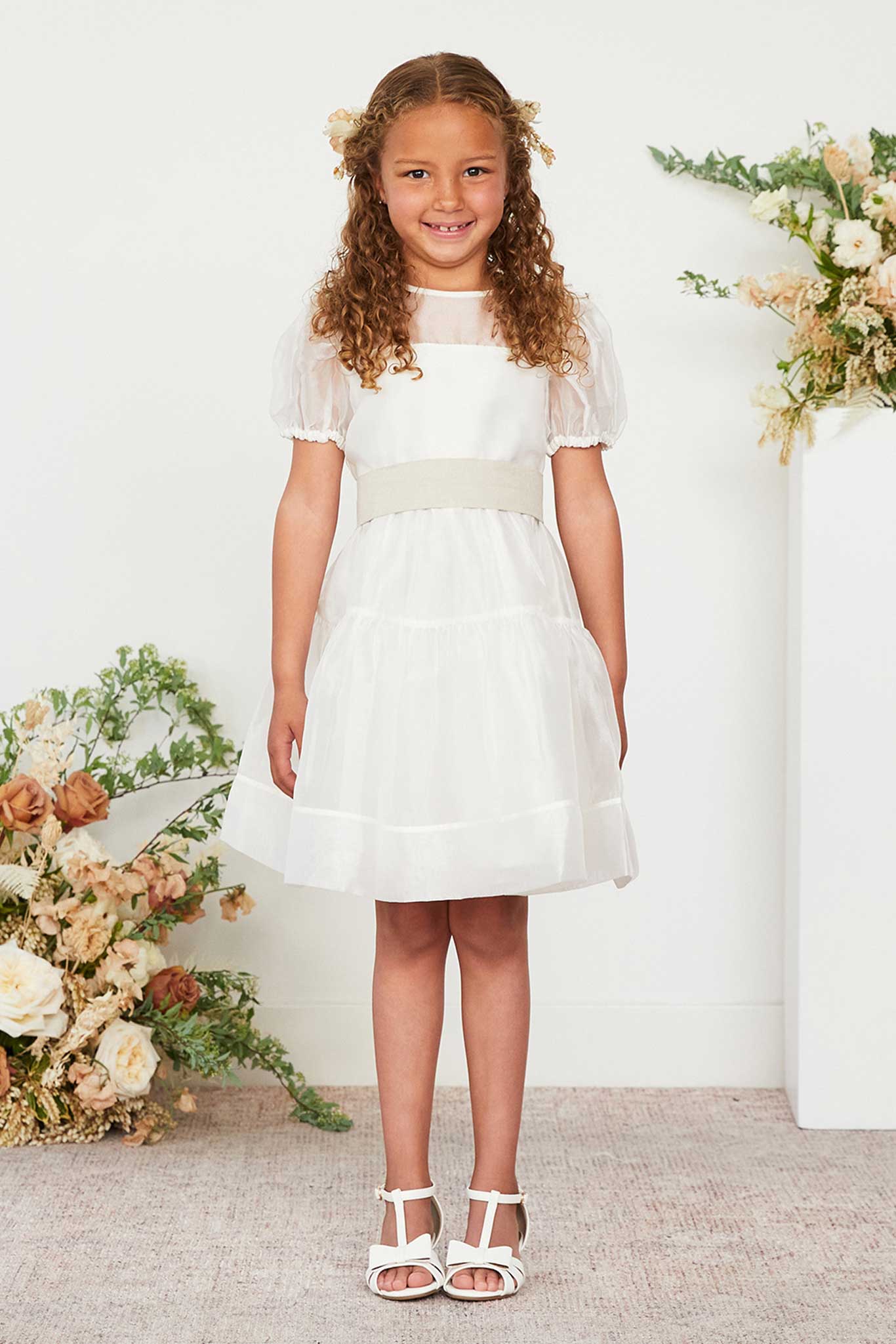 Neutral Champagne Liz Flower Girl Sash by Birdy Grey