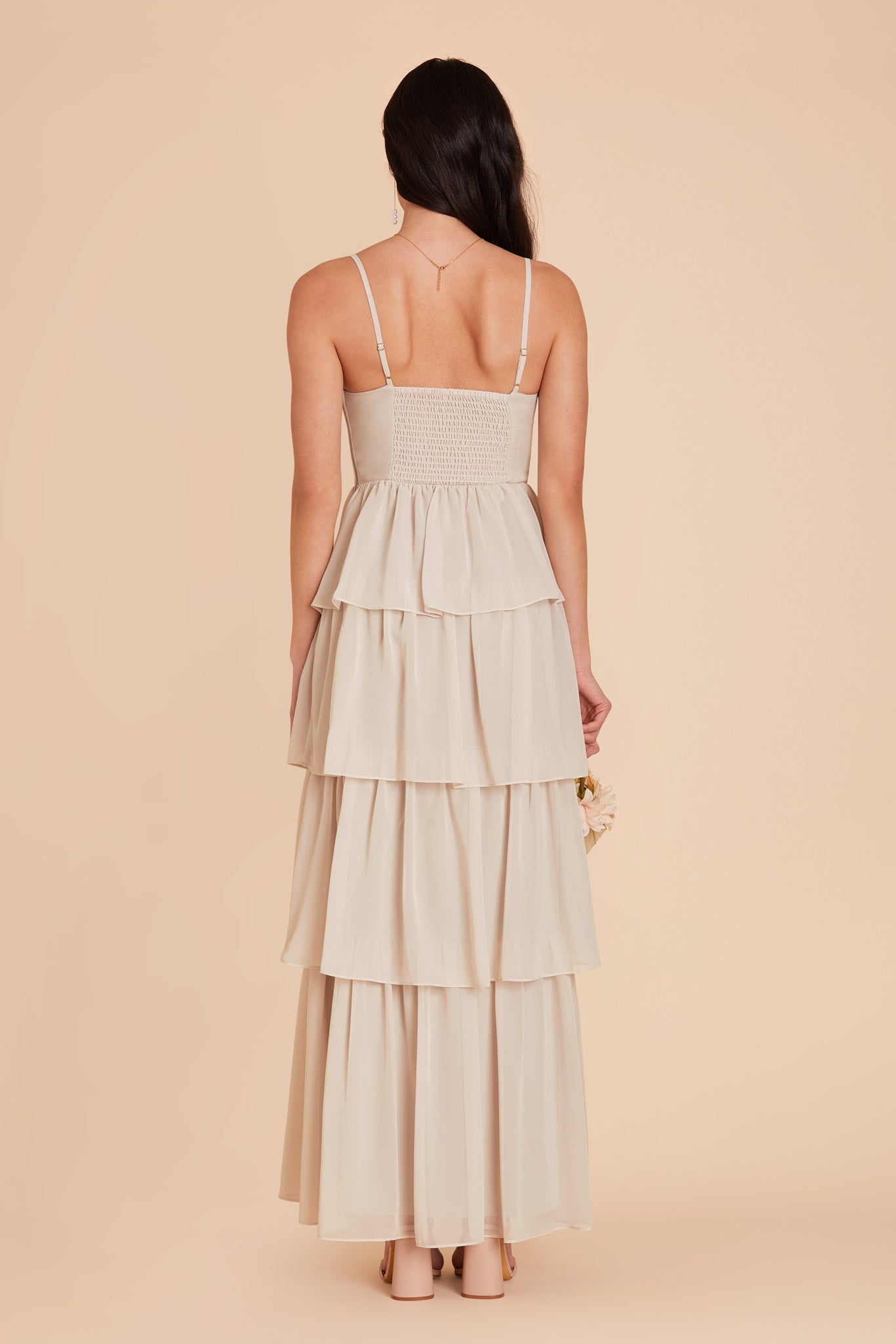 Neutral Champagne Lola Chiffon Dress by Birdy Grey