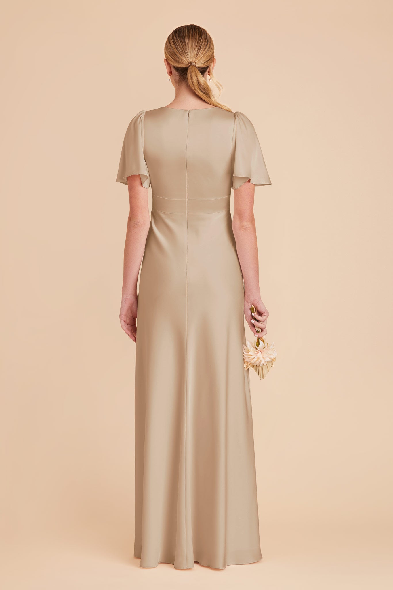 Neutral Champagne Marni Matte Satin Dress by Birdy Grey