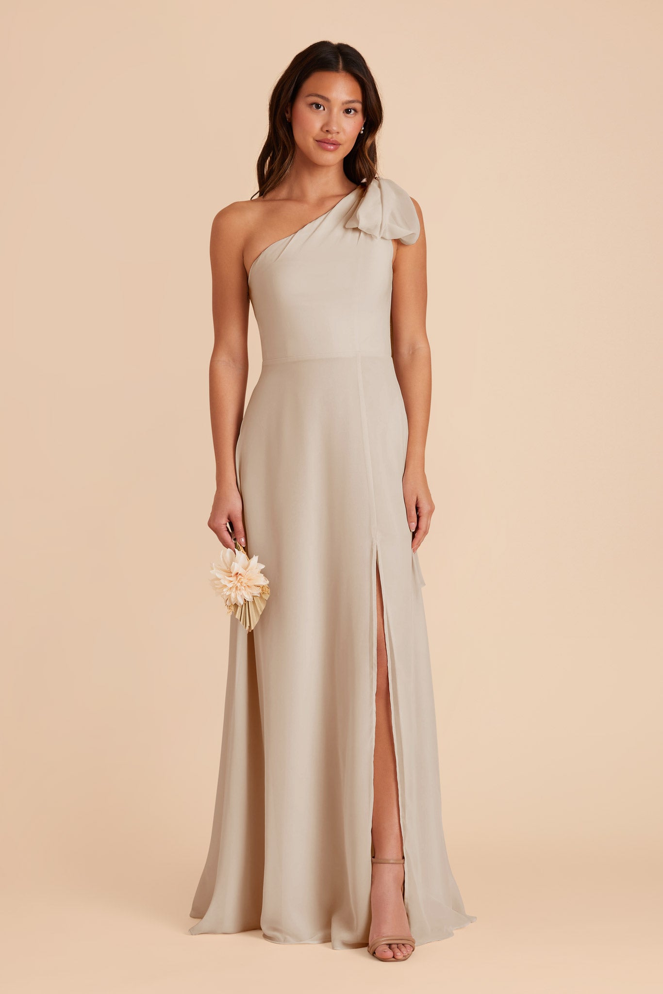  Neutral Champagne Melissa Chiffon Dress by Birdy Grey