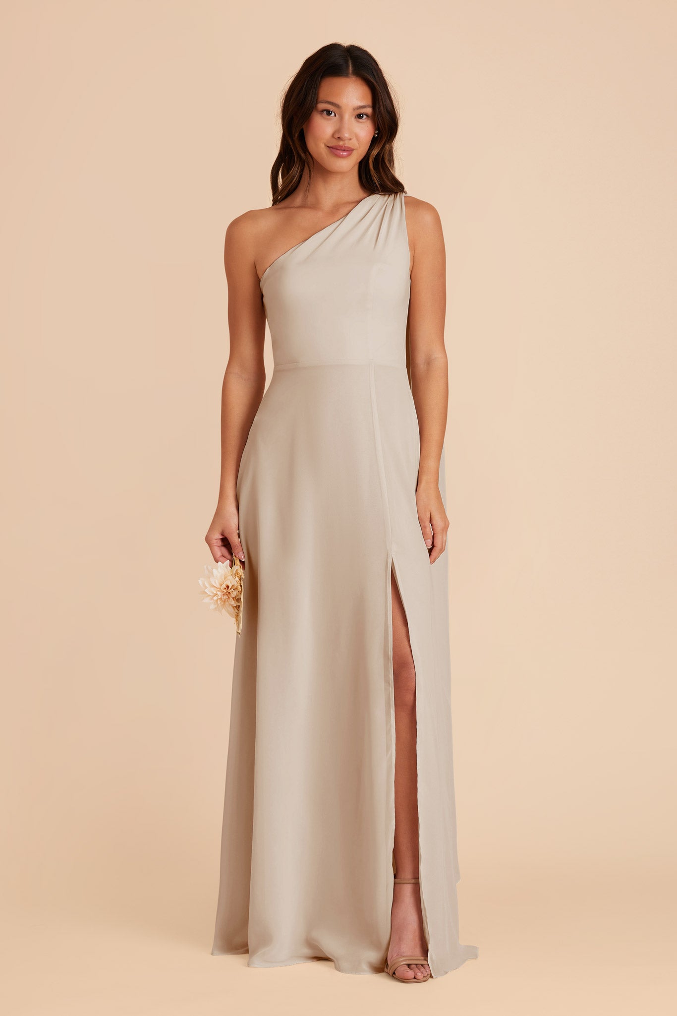  Neutral Champagne Melissa Chiffon Dress by Birdy Grey