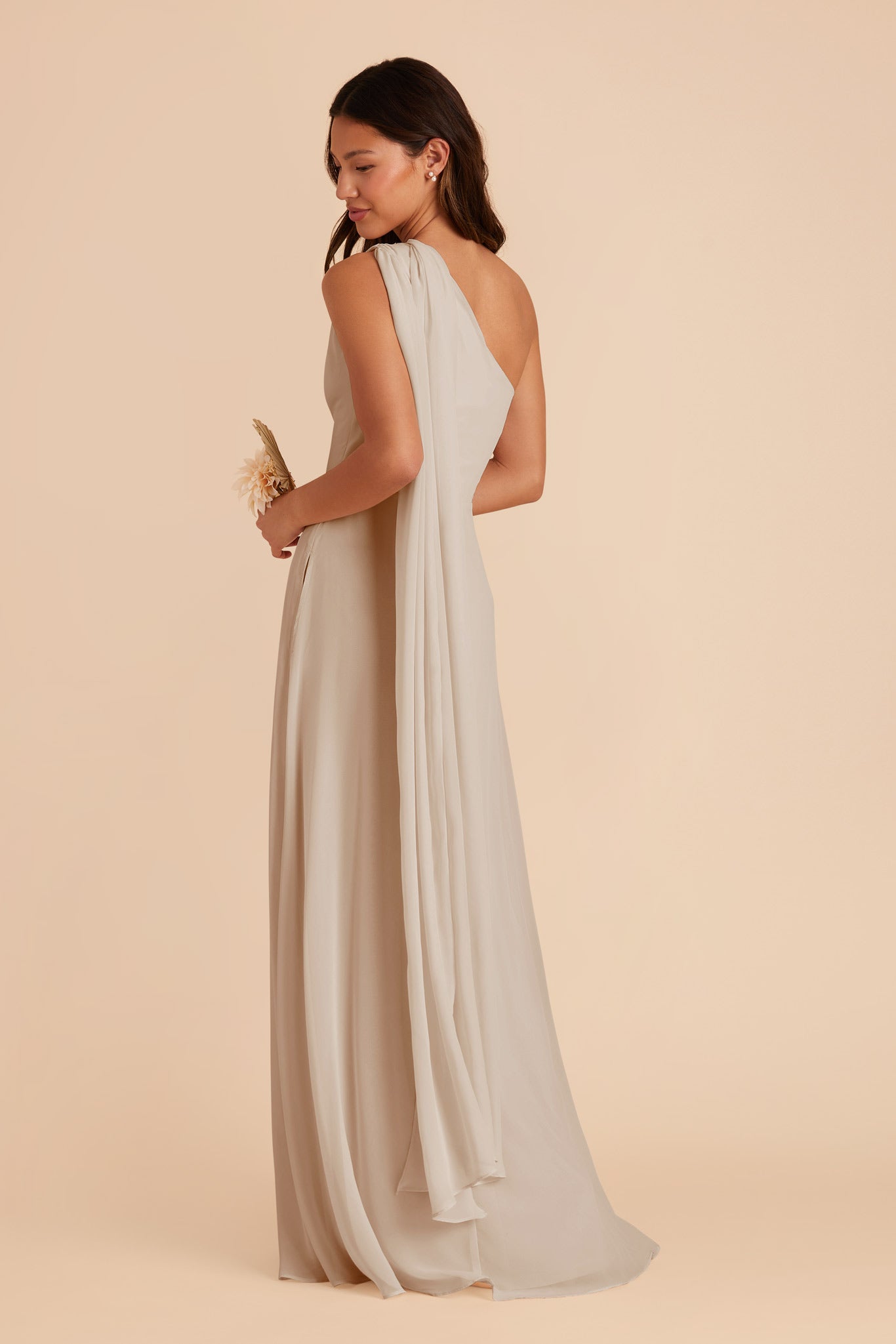  Neutral Champagne Melissa Chiffon Dress by Birdy Grey