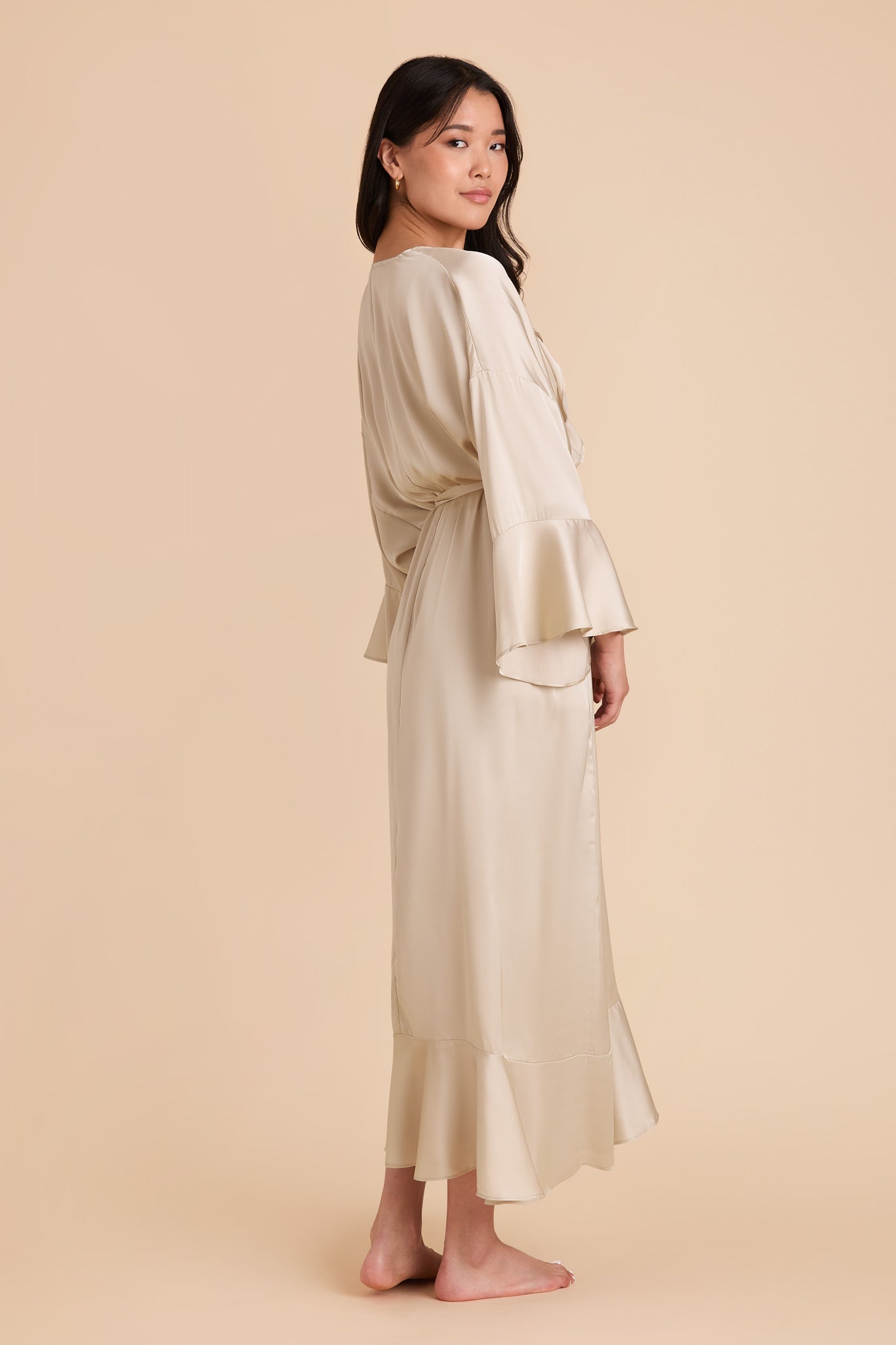 Neutral Champagne Minnie Ruffle Robe by BIrdy Grey