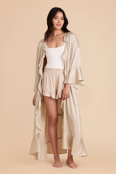 Neutral Champagne Minnie Ruffle Robe by BIrdy Grey