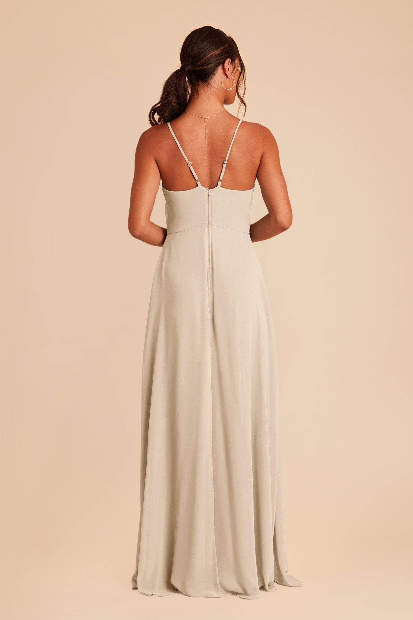 Neutral Champagne Theresa Chiffon Dress by Birdy Grey