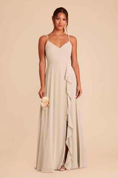 Neutral Champagne Theresa Chiffon Dress by Birdy Grey