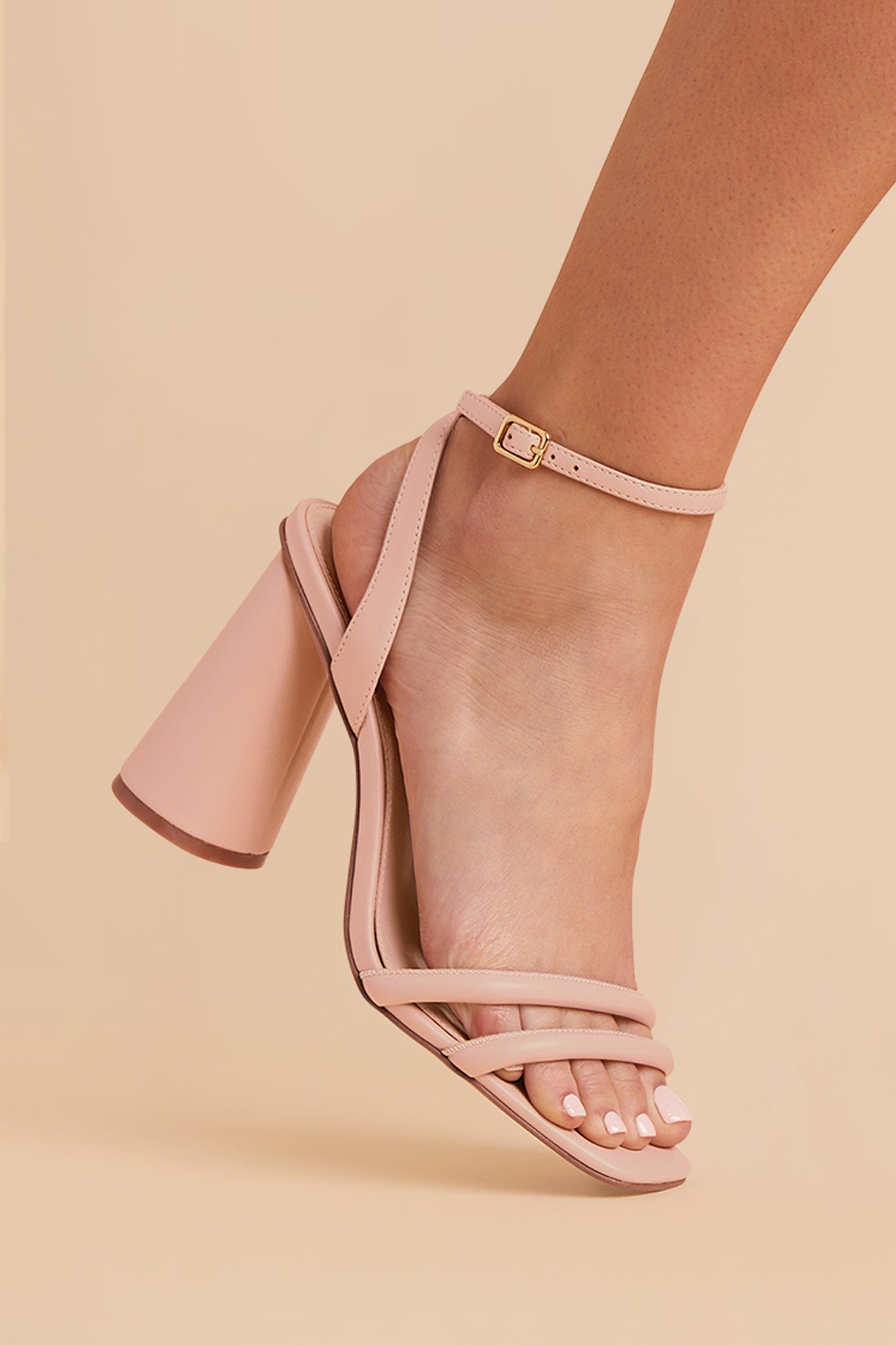 Julia Chunky Heel in nude blush by Birdy Grey